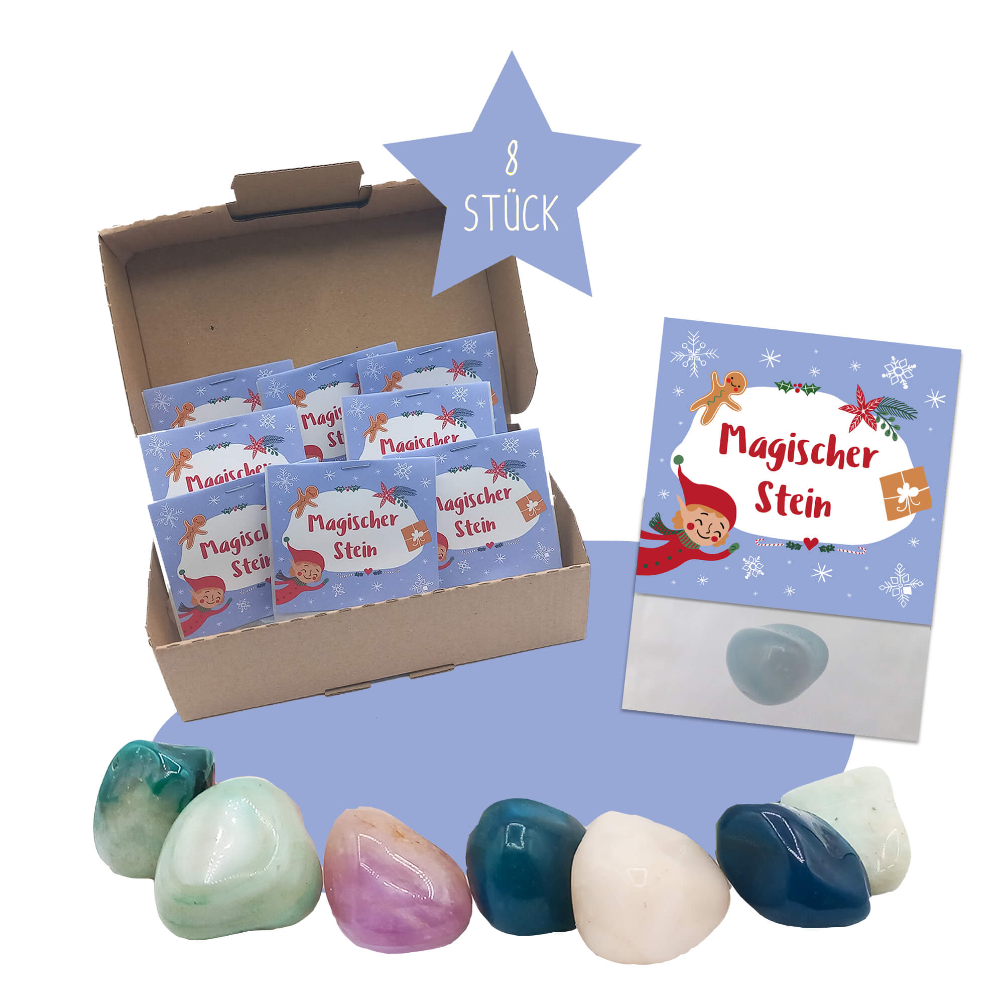 8er Set Glückssteine Weihnachten (Elf) Jeka - malmichbuntbest.com