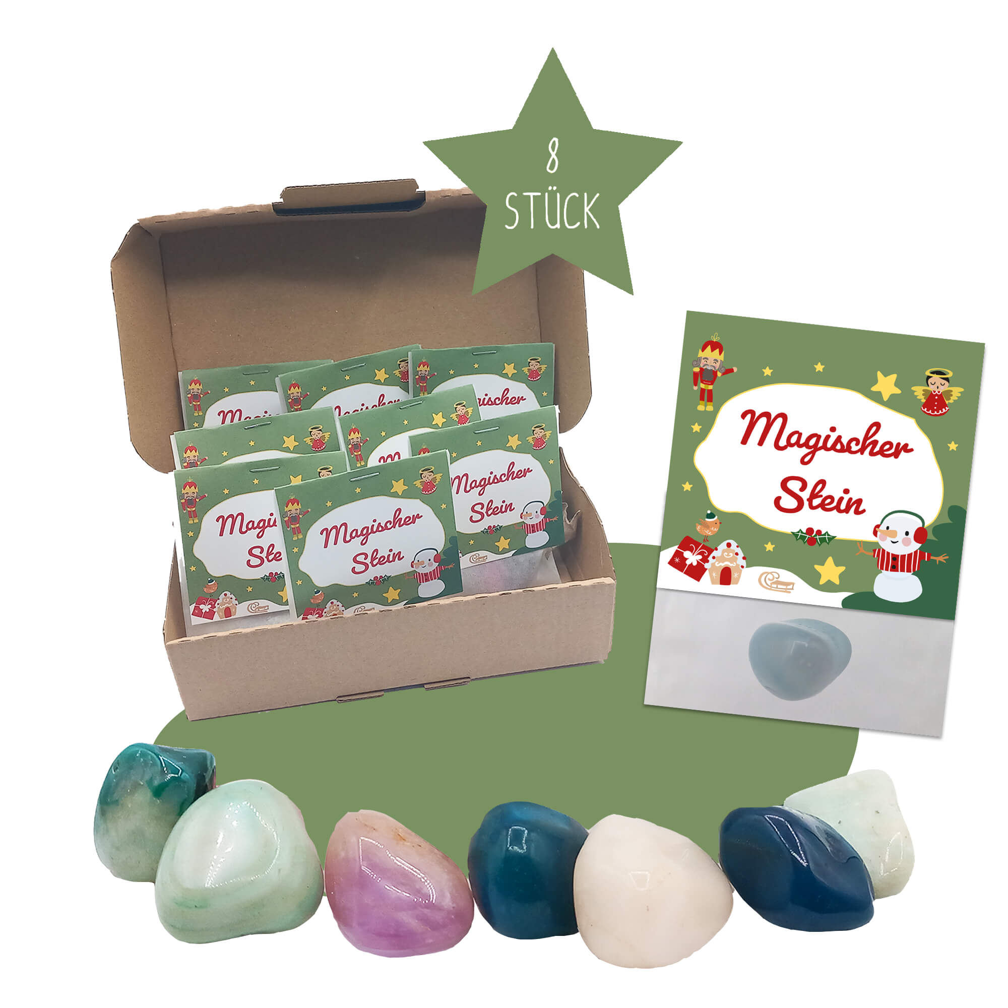 8er Set Glückssteine Weihnachten (Grün) Jeka - malmichbuntbest.com