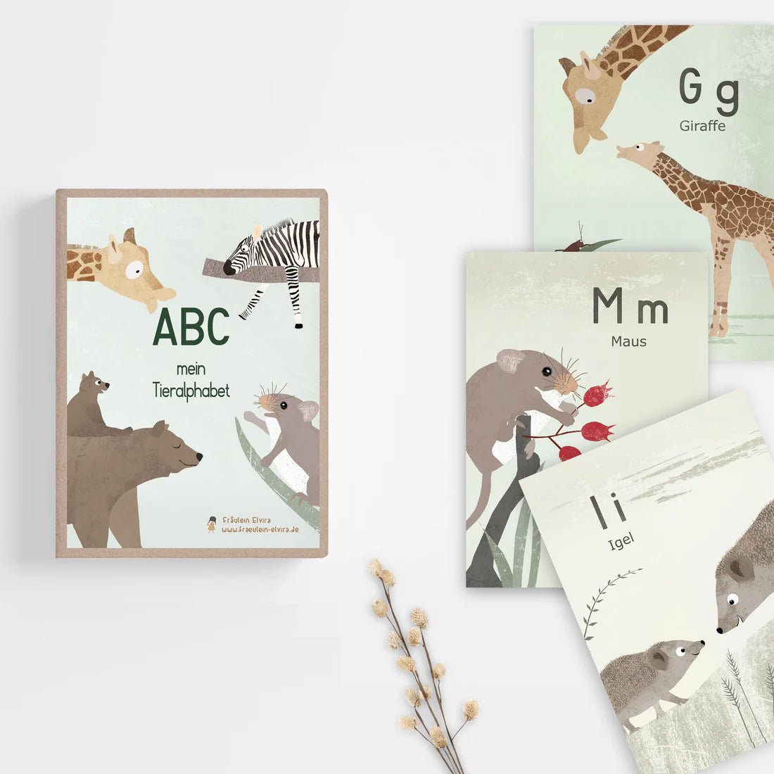 ABC Buchstabenkarten: Mein Tieralphabet Fräulein Elvira - malmichbuntbest.com