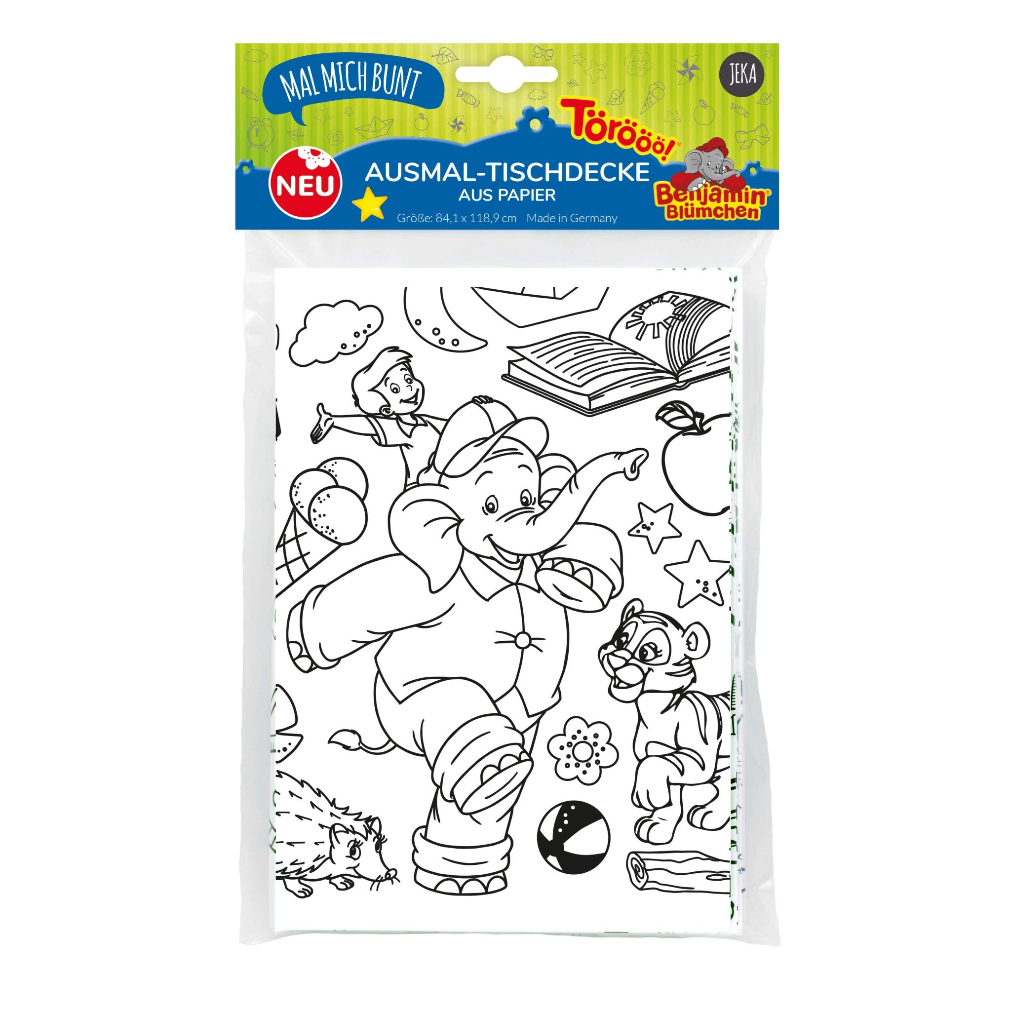 Ausmal - Tischdecke aus Papier "Benjamin Blümchen" Jeka - malmichbuntbest.com