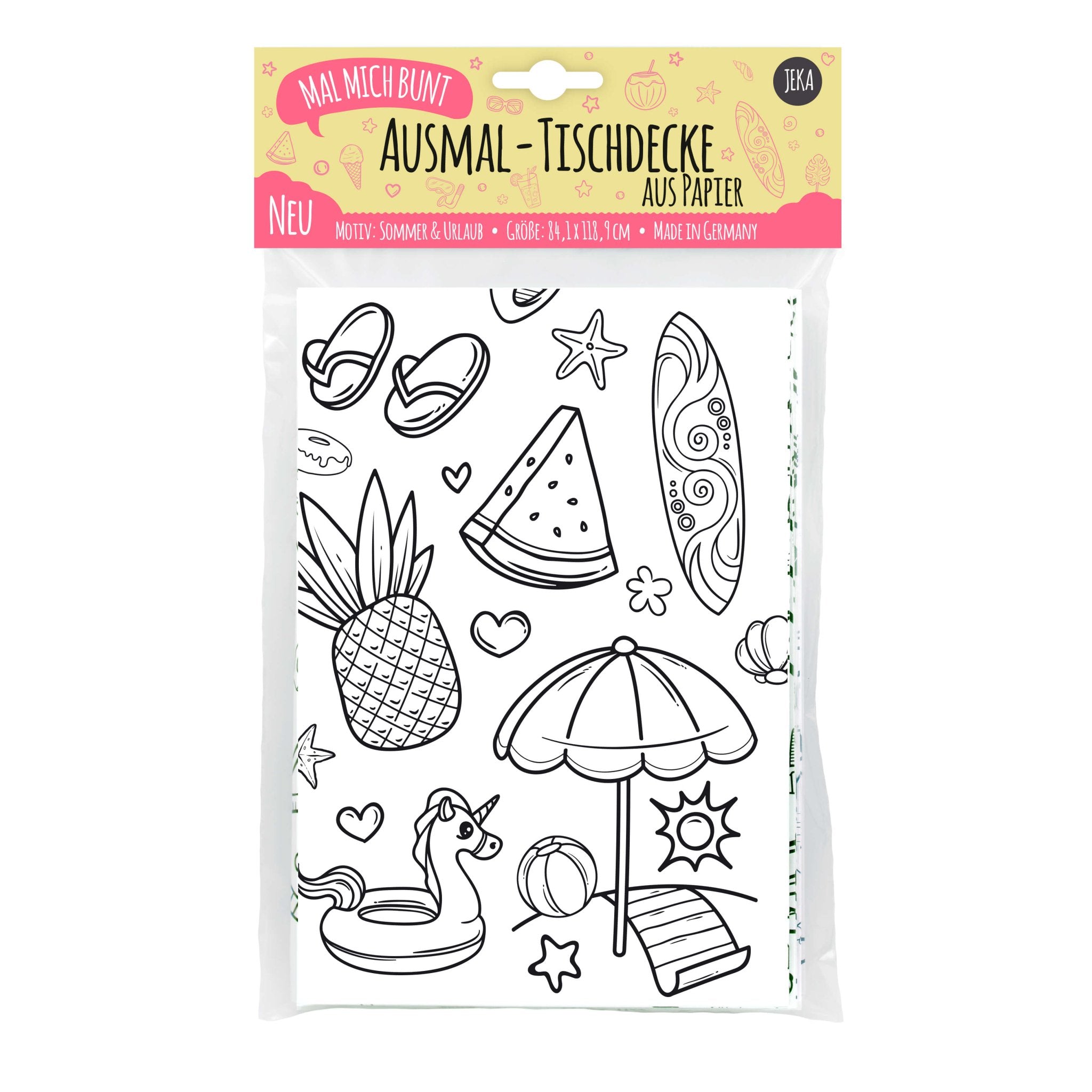 B - Ware Ausmal - Tischdecke "Sommer & Urlaub" Jeka - malmichbuntbest.com