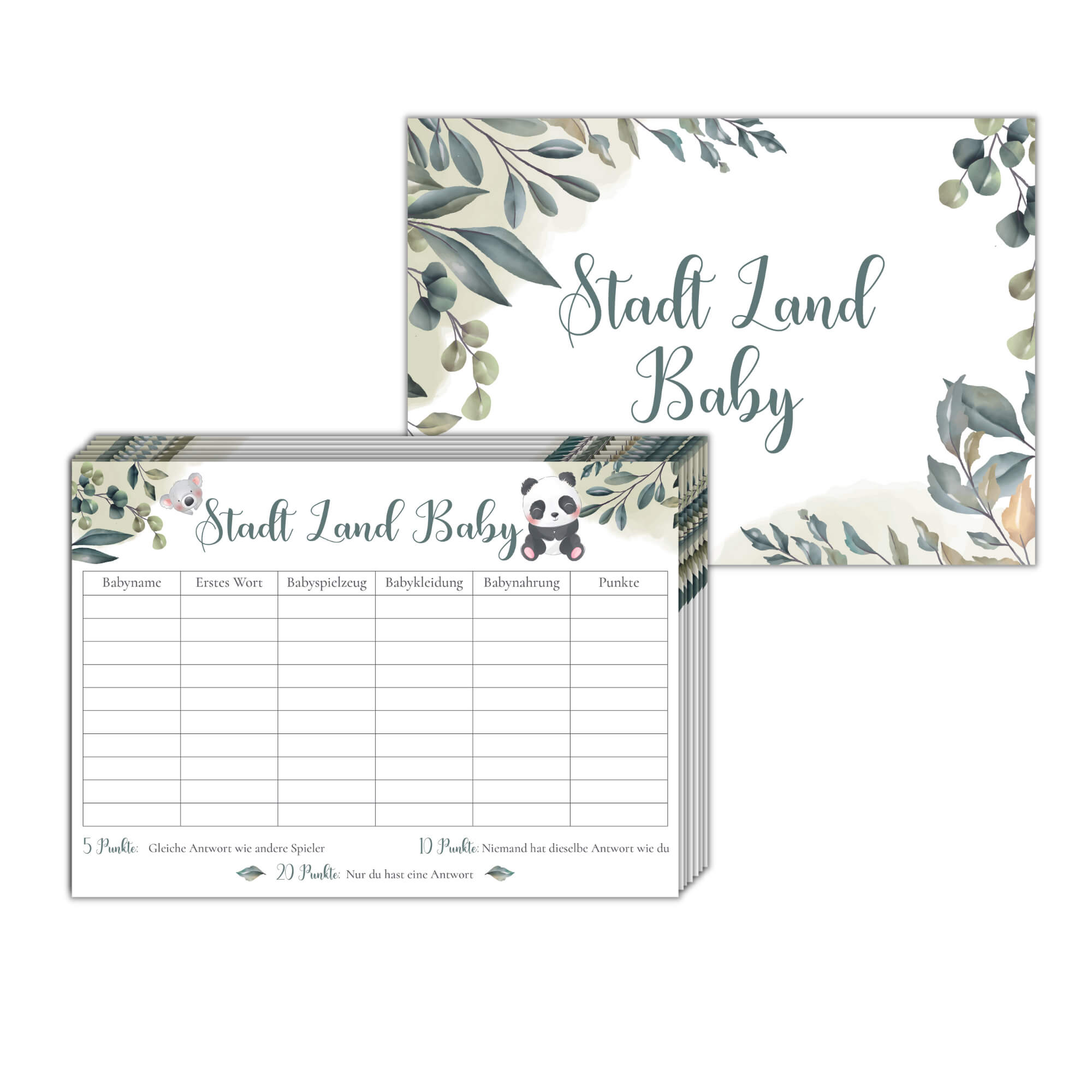 Babyparty - Spiel "Stadt, Land, Baby" Jeka - malmichbuntbest.com