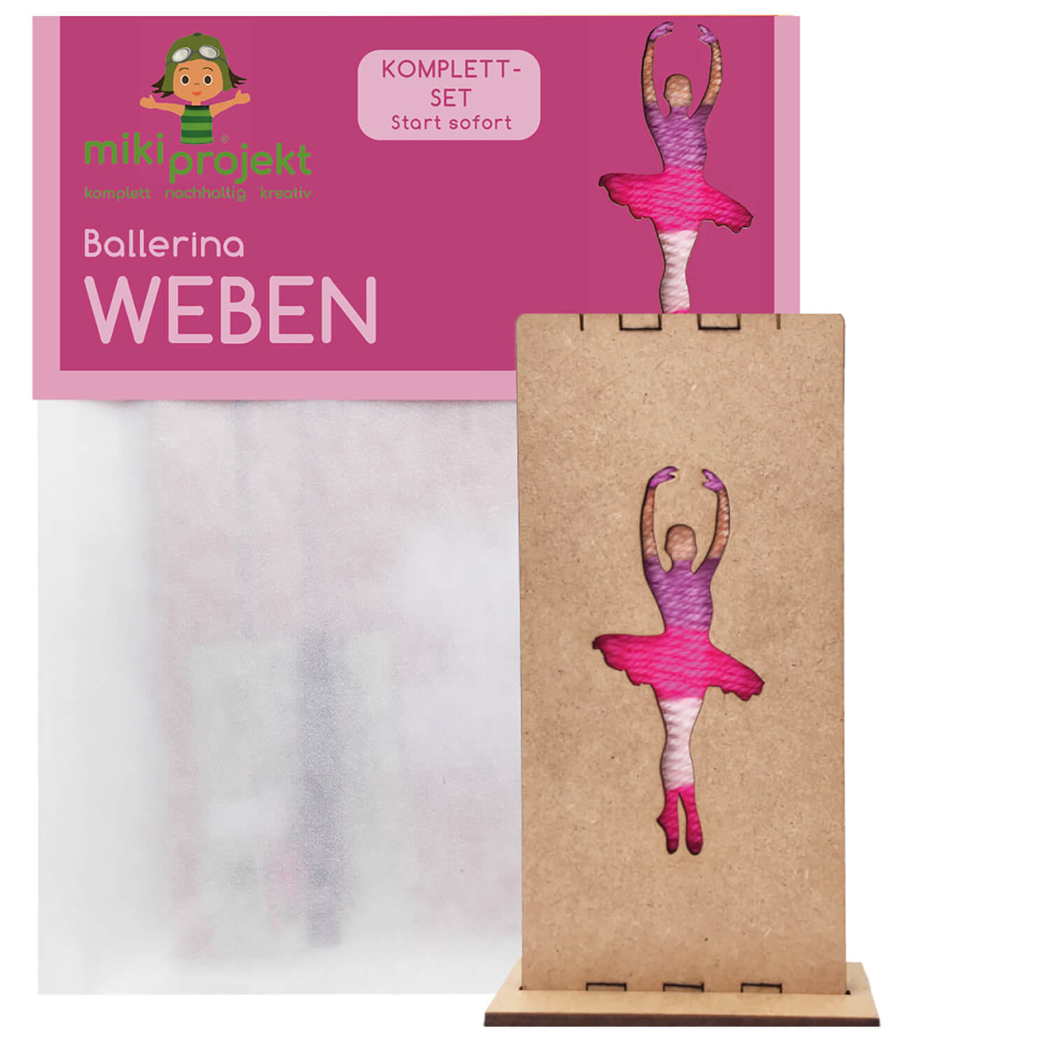 Bastelset Ballerina - Weben für Kinder Mikiprojekt - malmichbuntbest.com