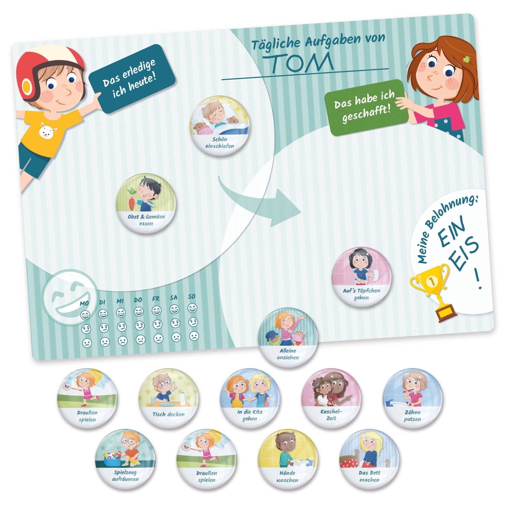 Belohnungstafel mit Magneten - Basis - Set Tagesablauf Papierdrachen - malmichbuntbest.com