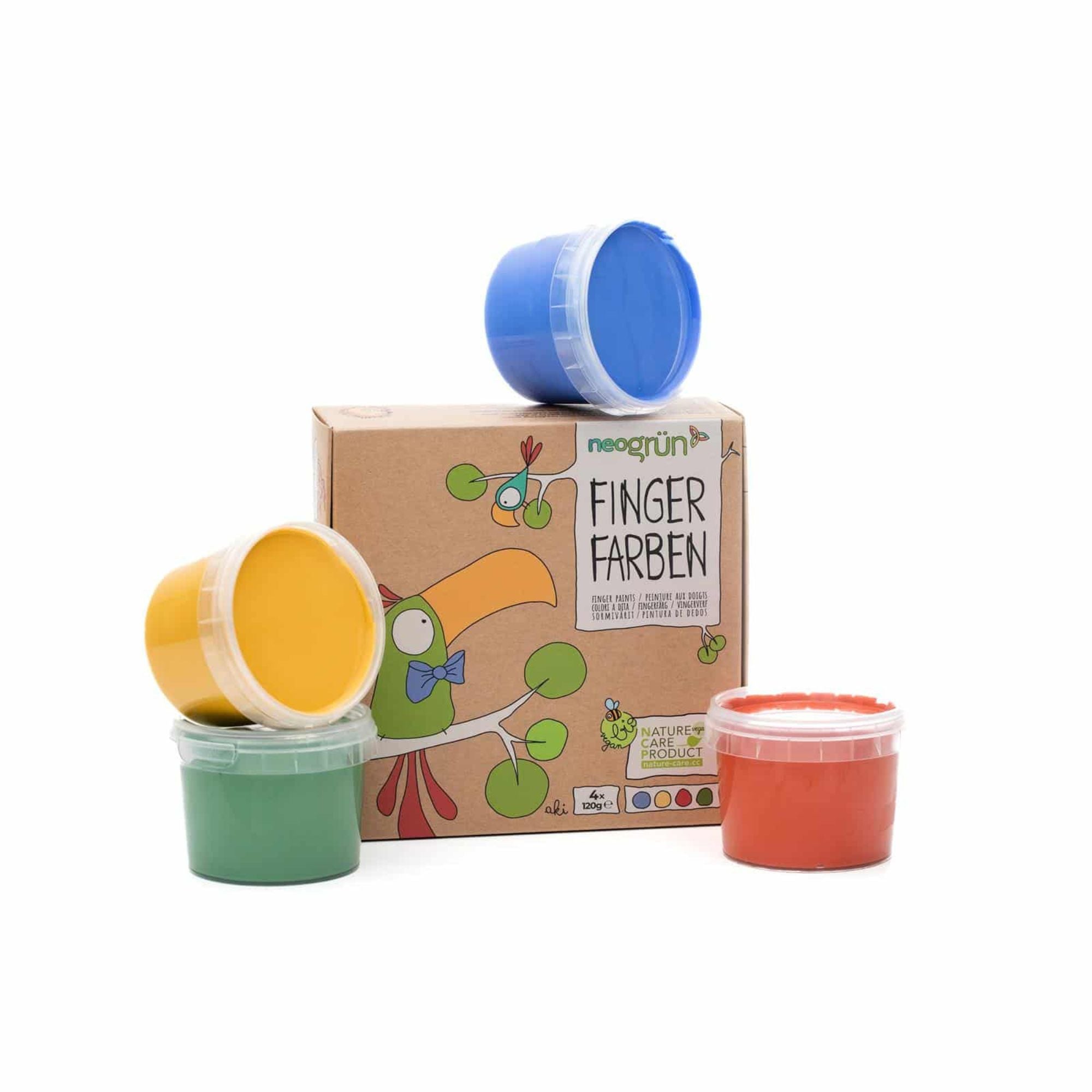 Bio - Fingerfarben 4er Set "Aki" neoGRÜN - malmichbuntbest.com