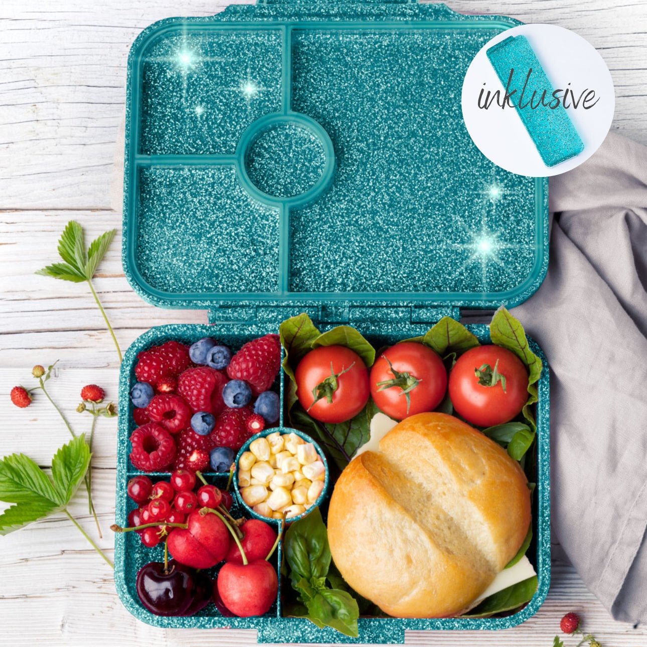 Brotdose Lekkabox Glamour Glitzer Aqua Lekkabox - malmichbuntbest.com