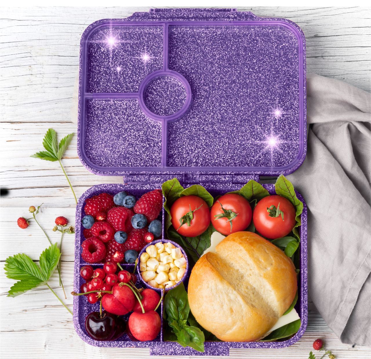 Brotdose Lekkabox Glamour Glitzer Purple Lekkabox - malmichbuntbest.com