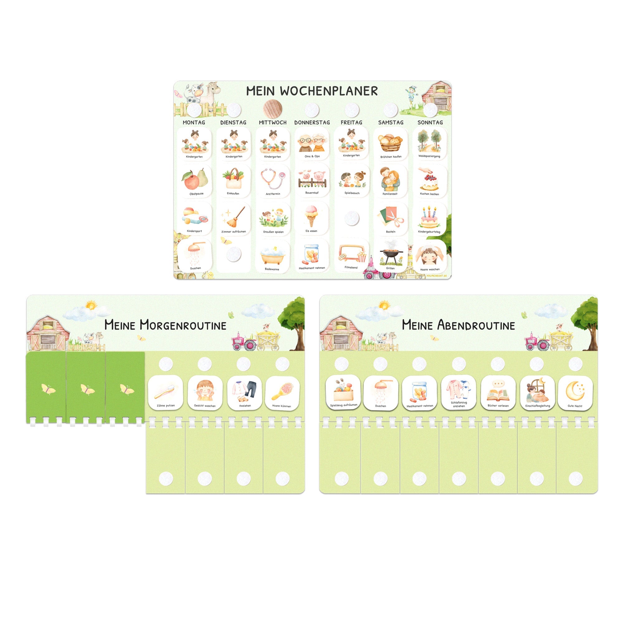Bundle: Wochenplaner + Morgenroutine + Abendroutine - Bauernhof Jeka - malmichbuntbest.com