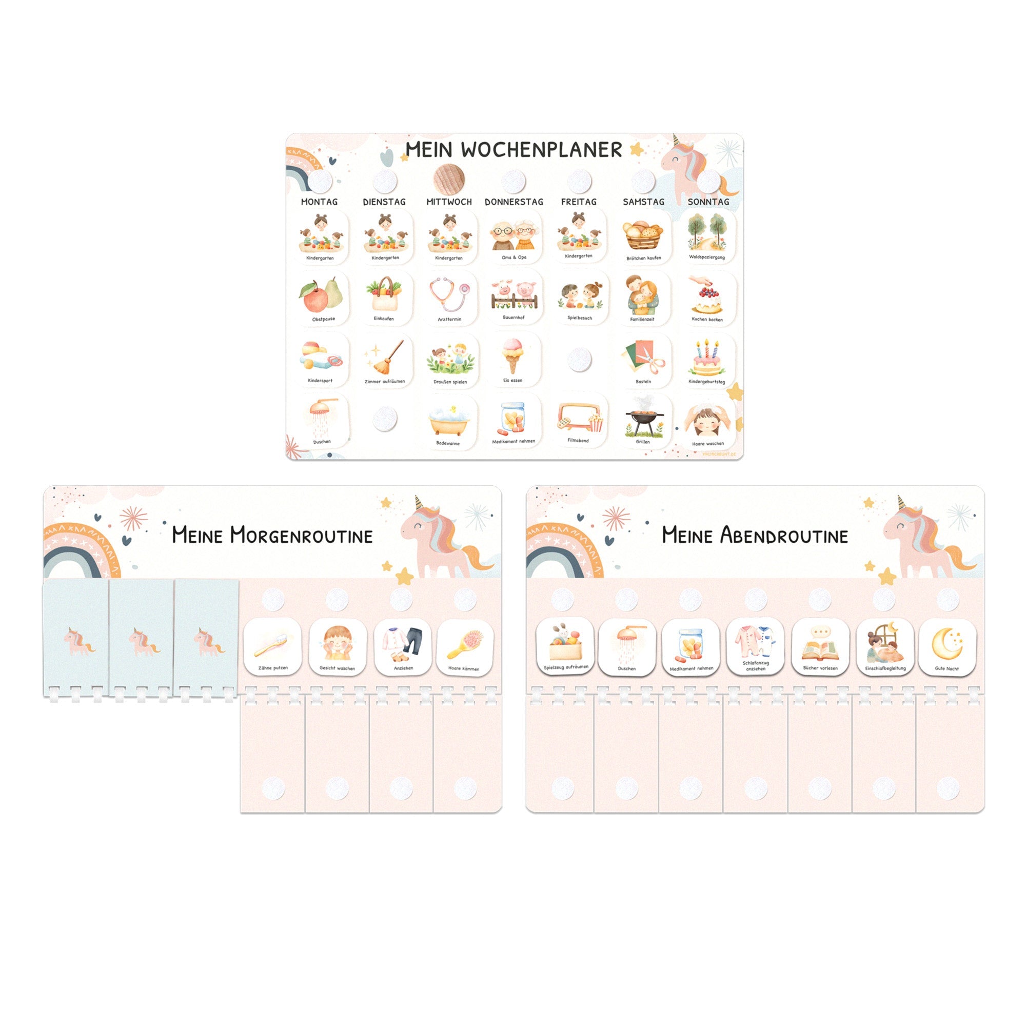 Bundle: Wochenplaner + Morgenroutine + Abendroutine - Einhorn Jeka - malmichbuntbest.com