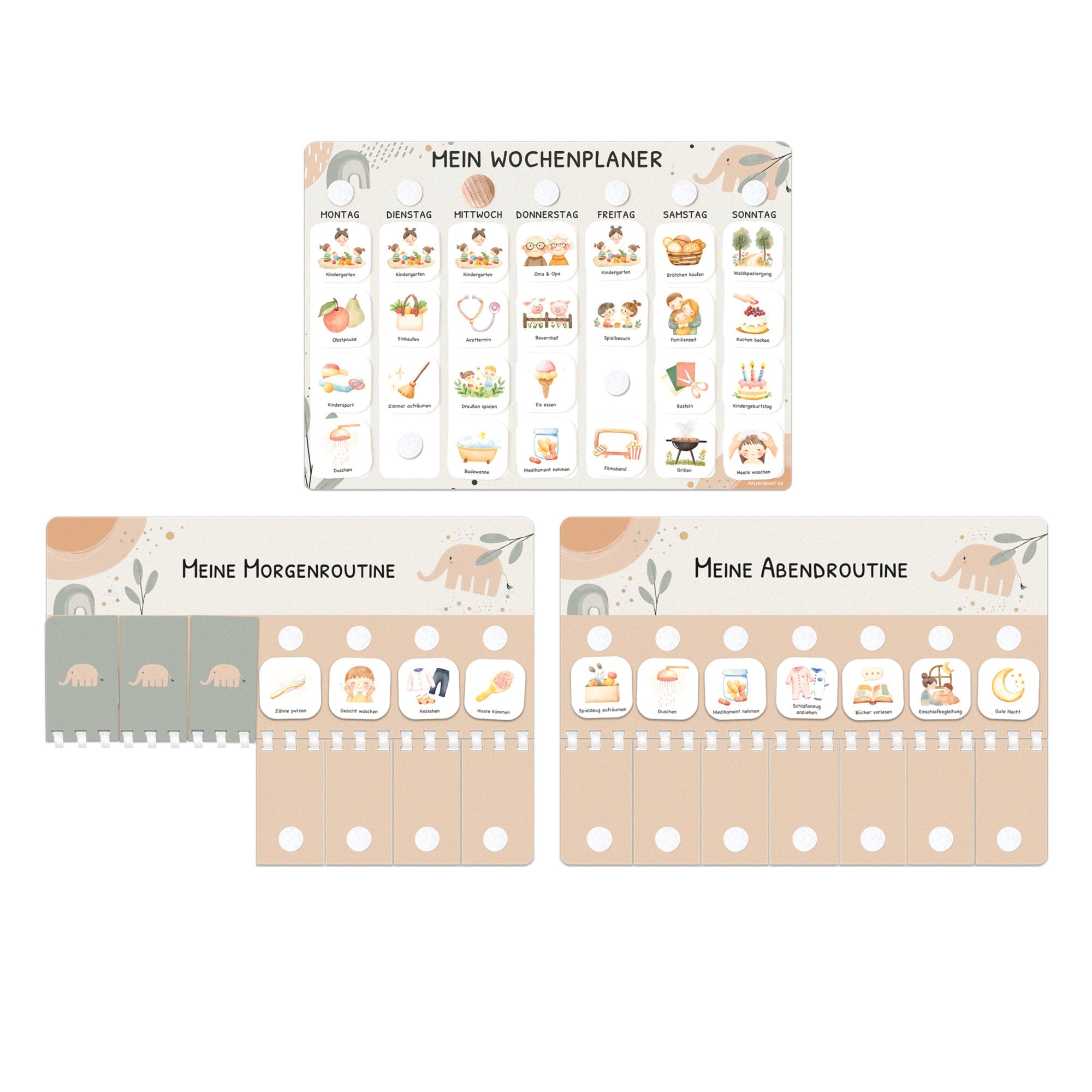 Bundle: Wochenplaner + Morgenroutine + Abendroutine - Elephant Jeka - malmichbuntbest.com