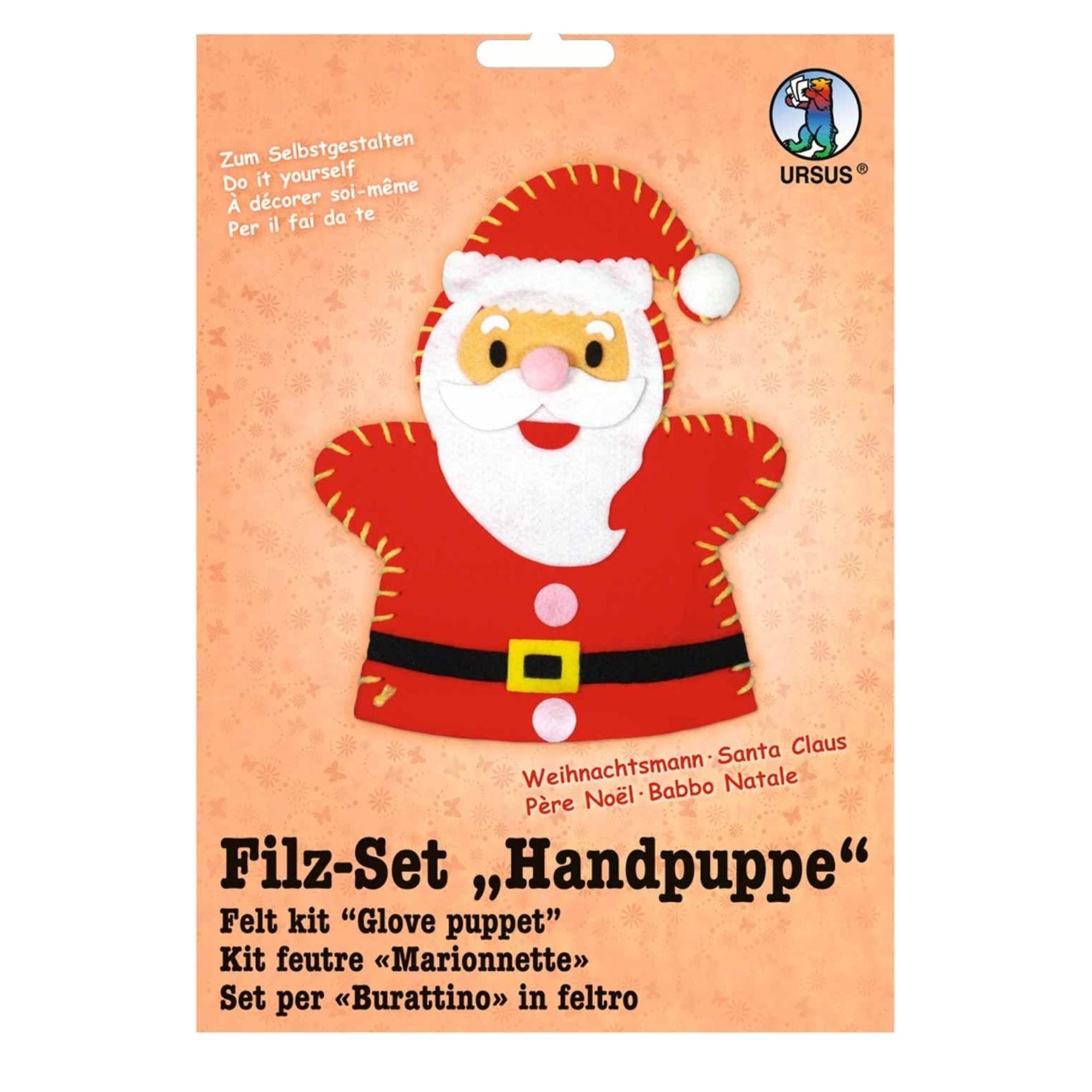 Filz - Set "Handpuppe Weihnachtsmann" Ursus - malmichbuntbest.com