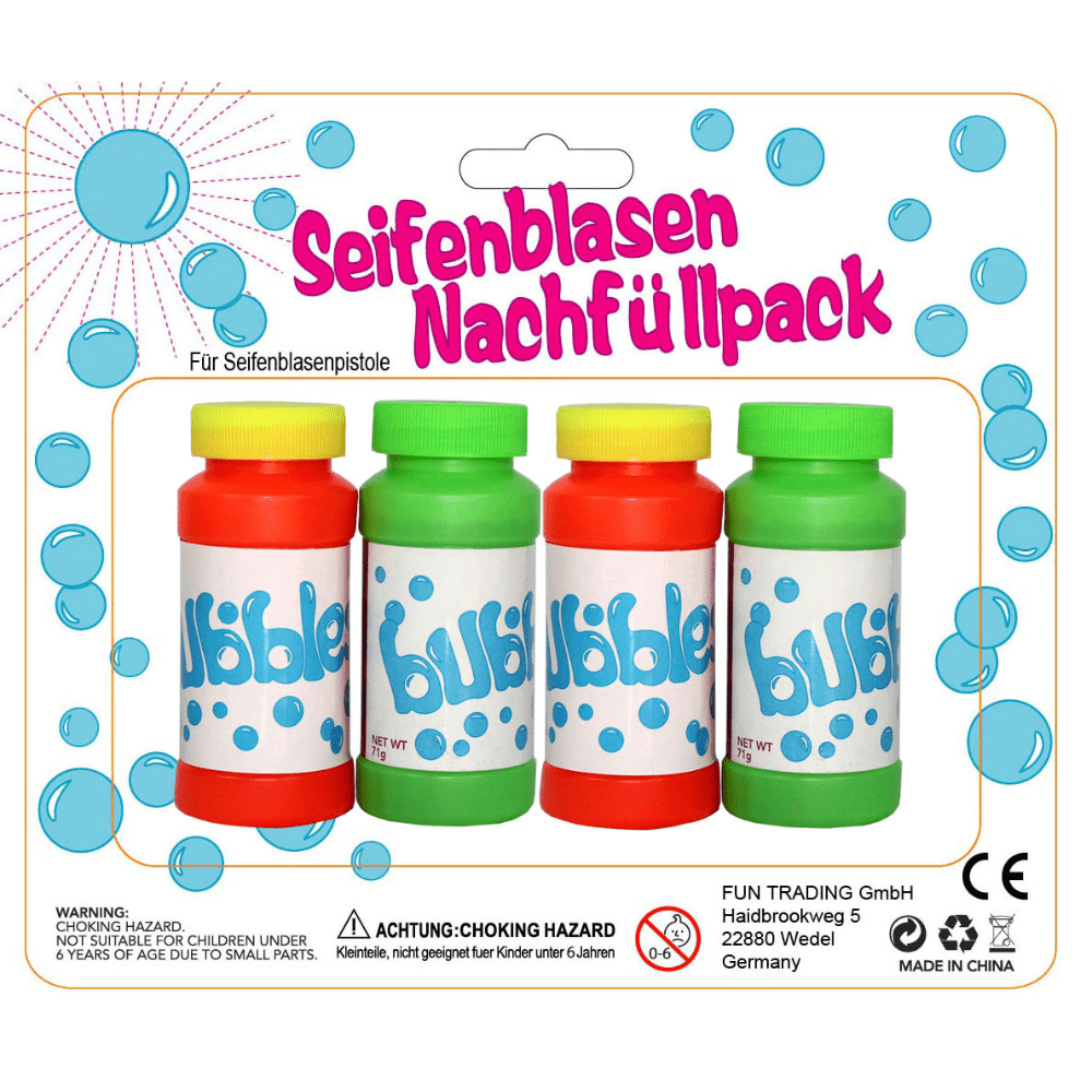 Funtrading - Seifenblasenflüssigkeit 4er Ersatzset Funtrading - malmichbuntbest.com