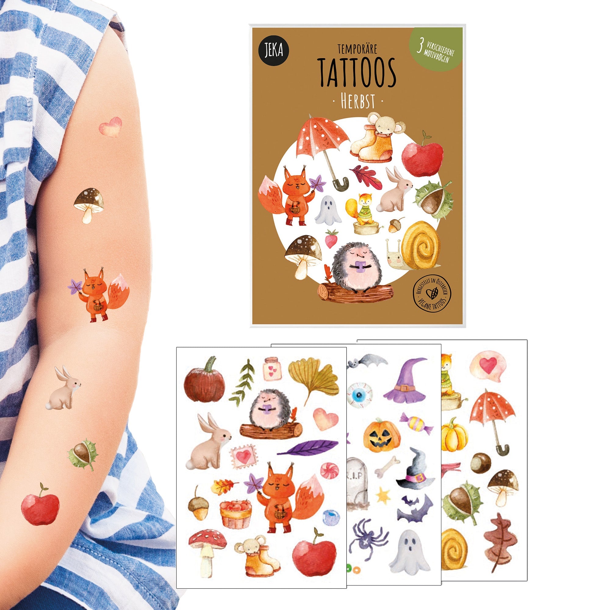 Herbst Kindertattoos - 3 Bögen Jeka - malmichbuntbest.com