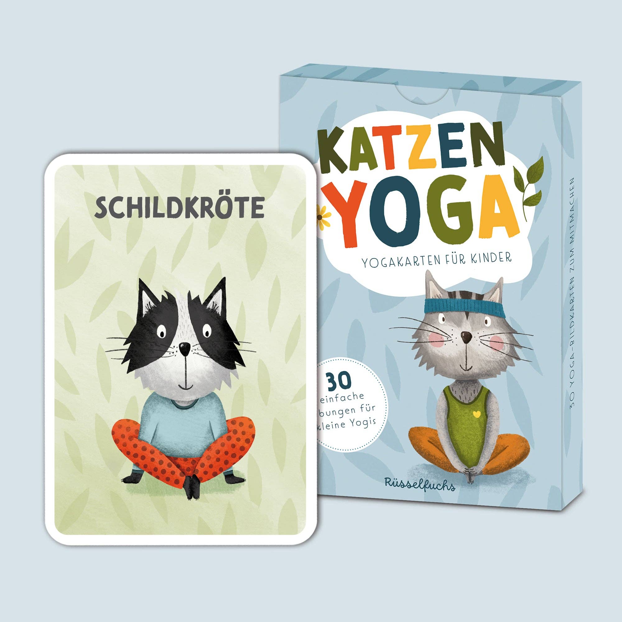 Katzenyoga – Yoga - Karten für Kinder Rüsselfuchs - malmichbuntbest.com