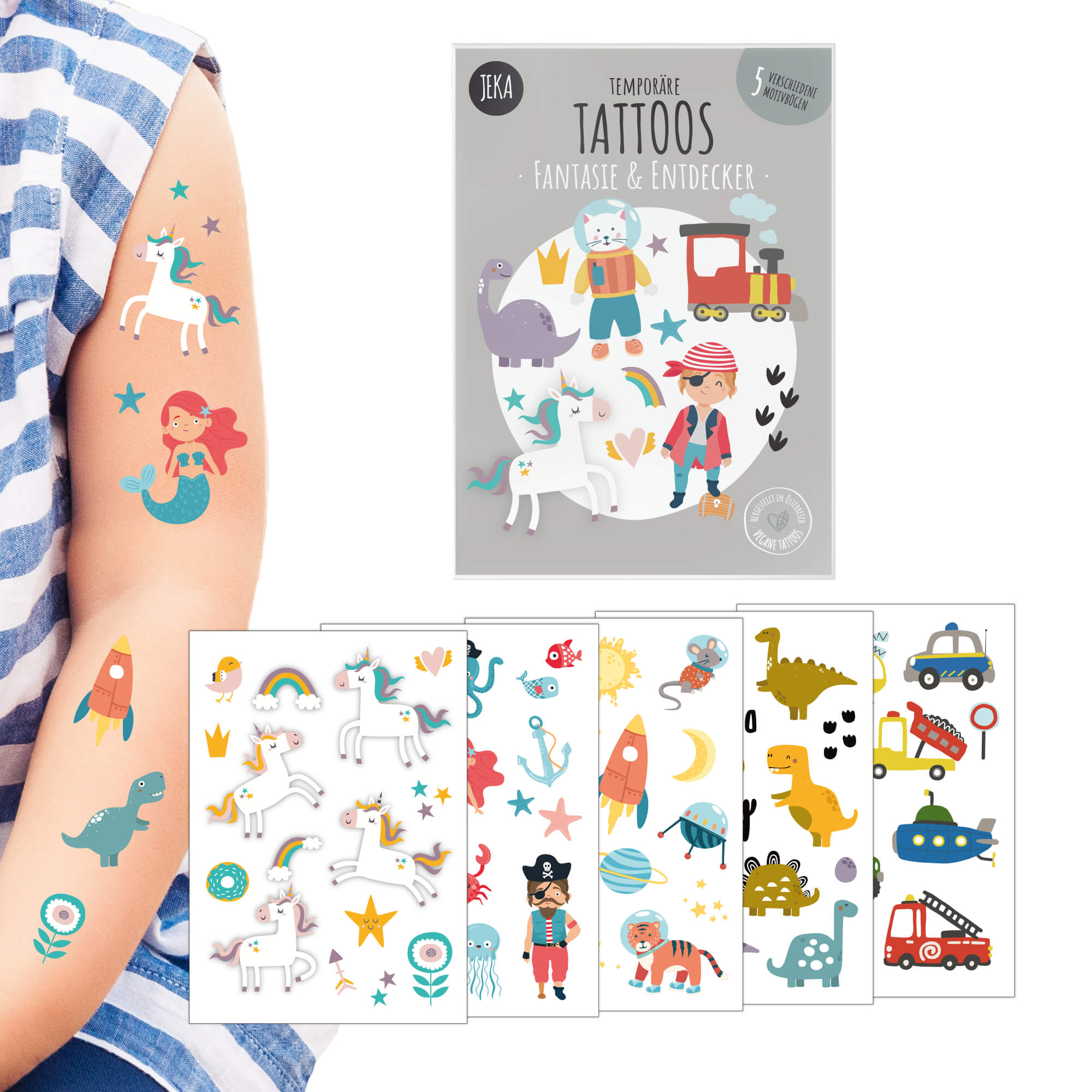 Kindertattoo - Set Fantasie & Entdecker Jeka - malmichbuntbest.com