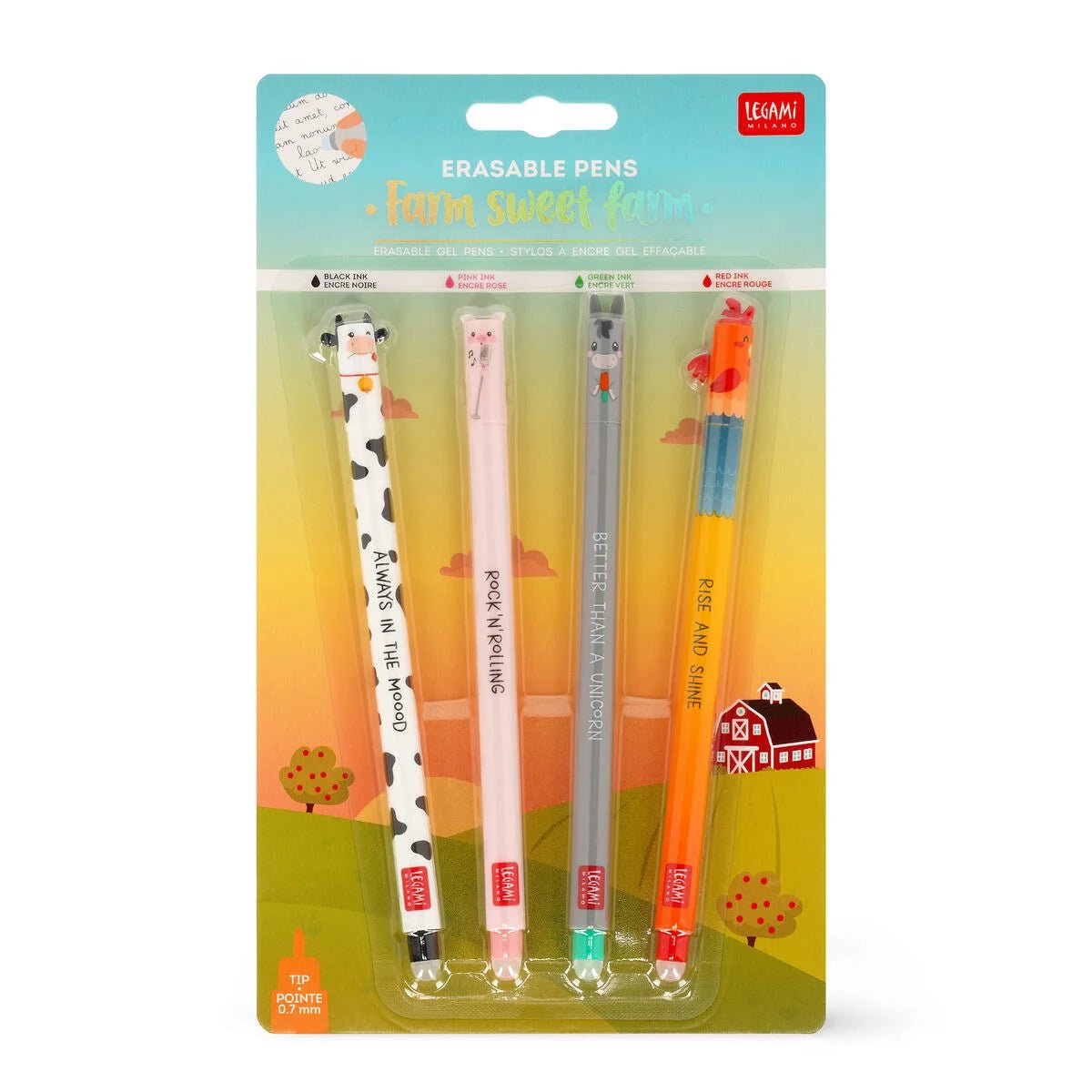 Legami Set Farm mit 4 Löschbaren Gelstiften Legami - malmichbuntbest.com