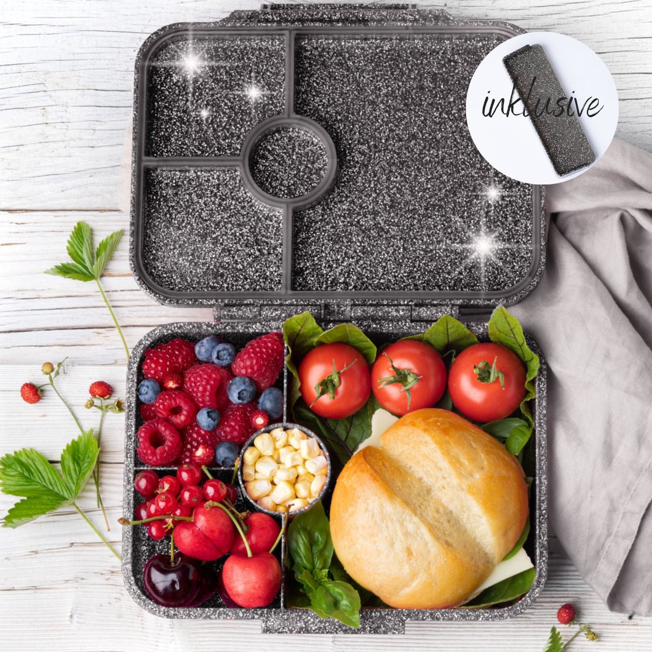 Lekkabox® Brotdose Glamour Glitzer Grau Lekkabox - malmichbuntbest.com
