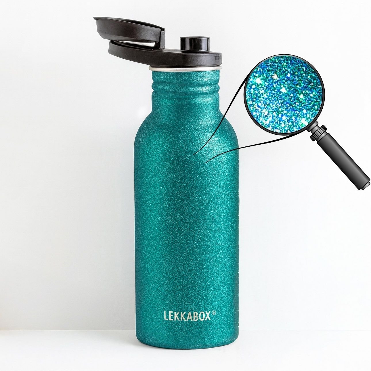 LEKKABOX® Go Glitzer - Trinkflasche – Aqua 500ml Lekkabox - malmichbuntbest.com