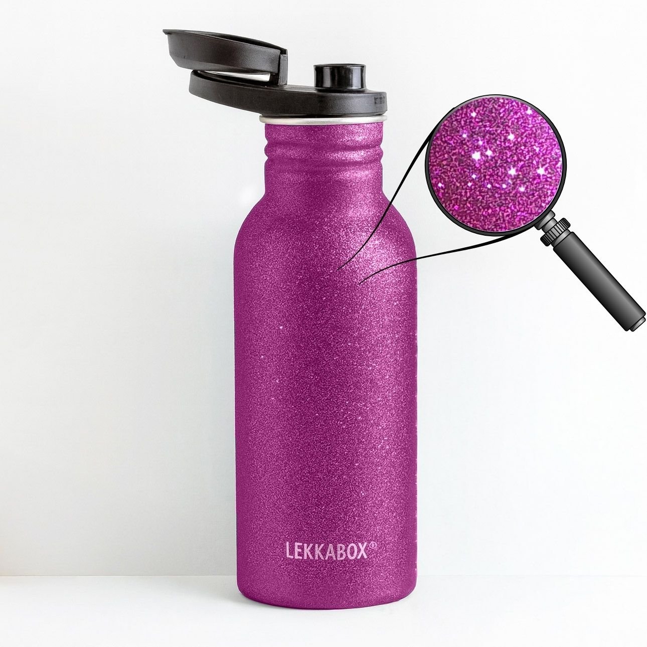 LEKKABOX® Go Glitzer - Trinkflasche – Pink 500ml Lekkabox - malmichbuntbest.com