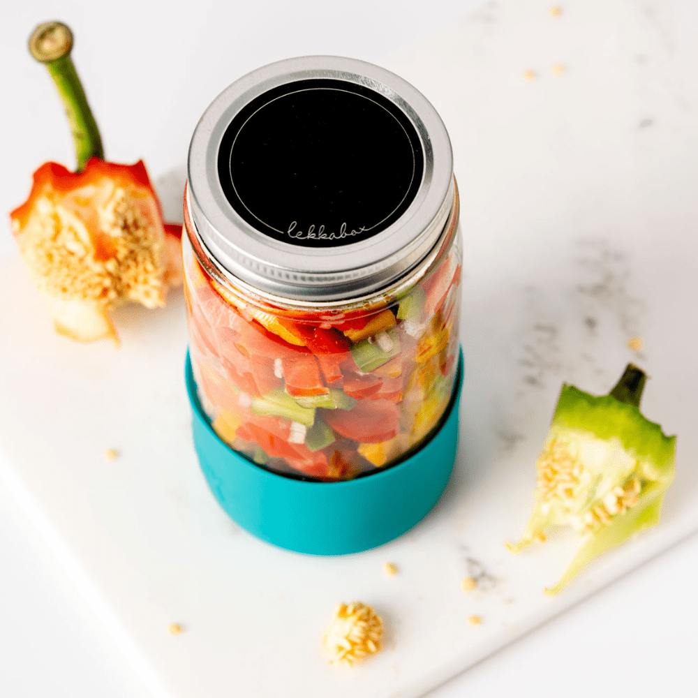 LEKKABOX® Meal Prep Glas mit Bumper, 500ml - Ocean Lekkabox - malmichbuntbest.com