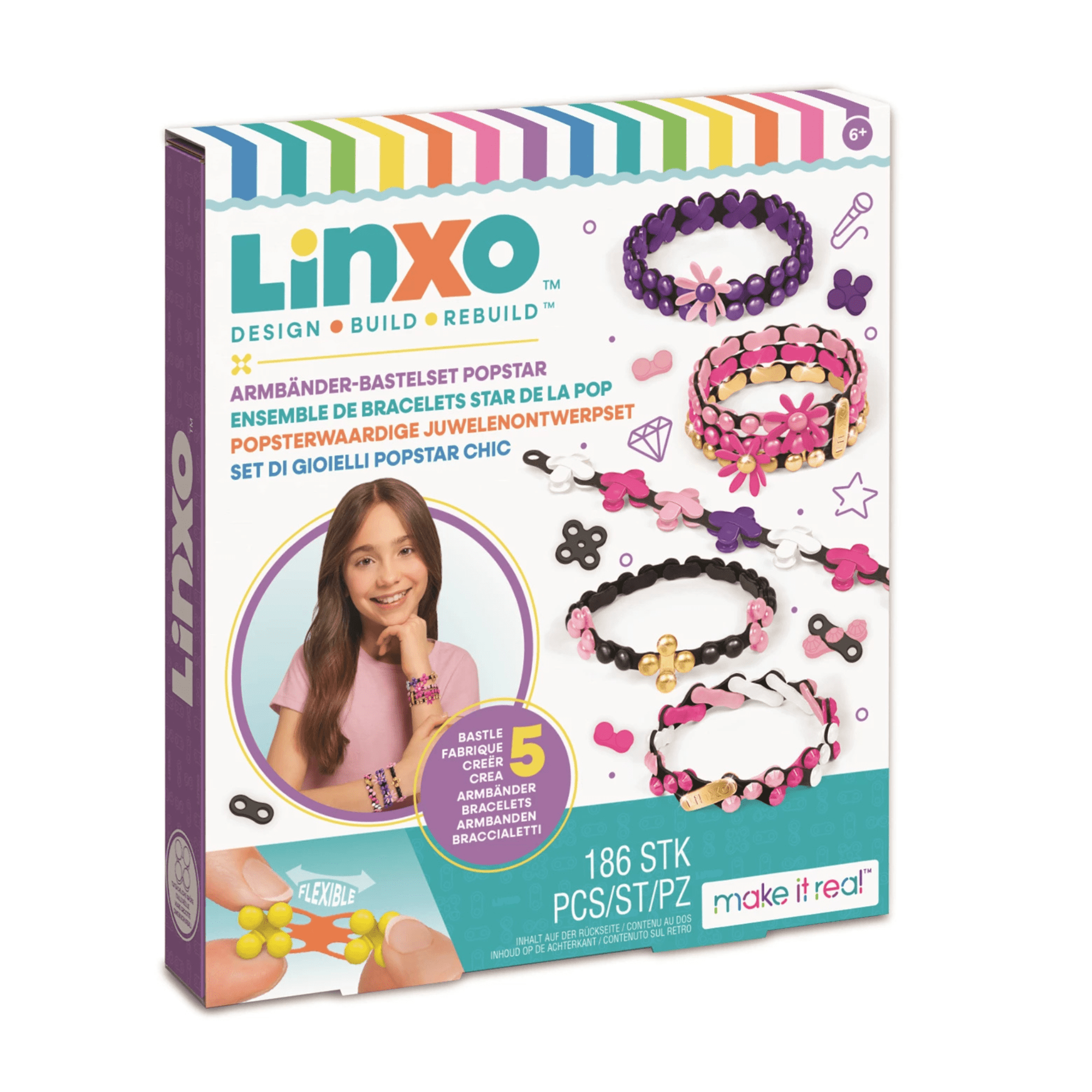 Linxo Armbänder - Bastelset (lila - pink - schwarz) Make it Real - malmichbuntbest.com