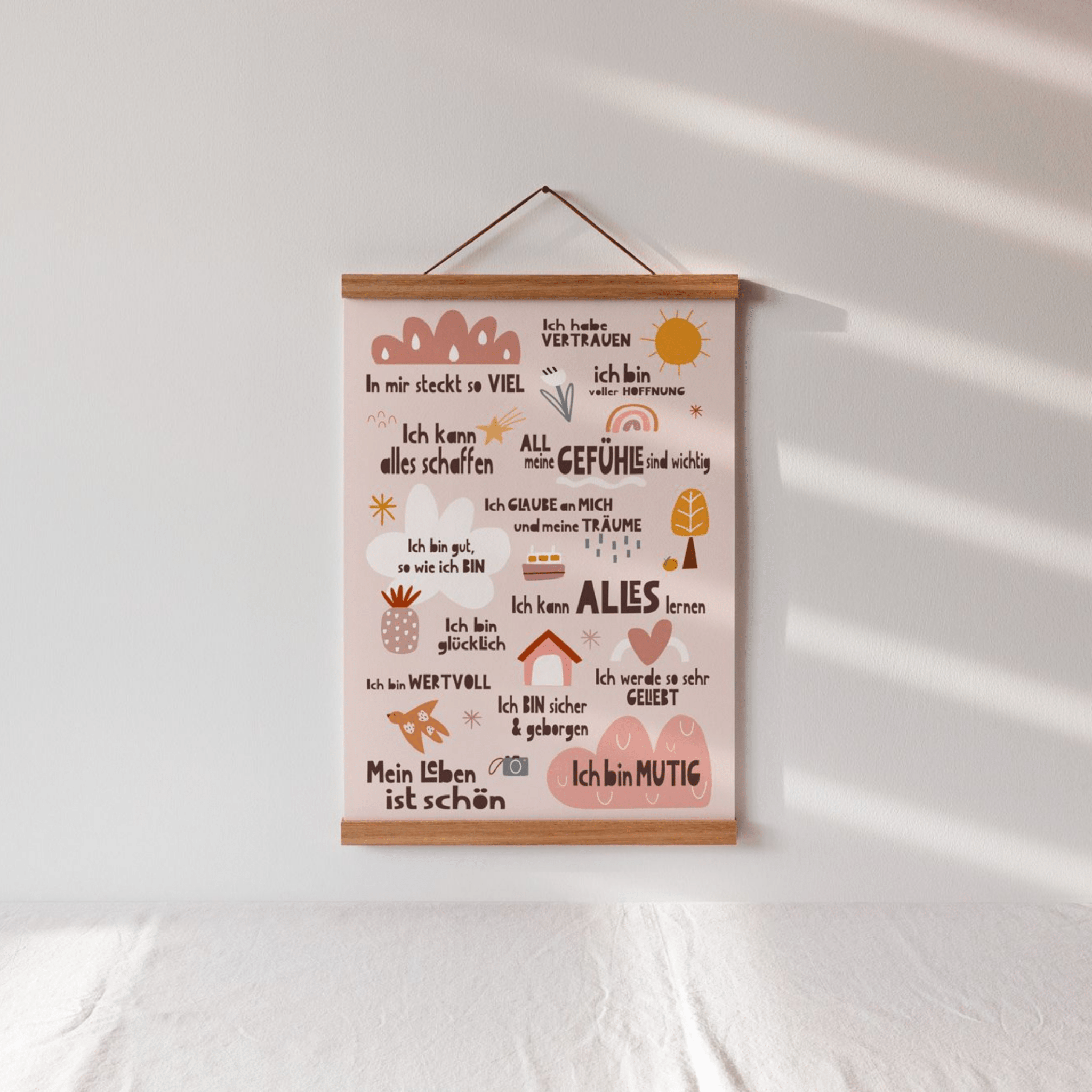 Modern Kids Art - Poster Affirmationen Peaceful World Modern Kids Art - malmichbuntbest.com