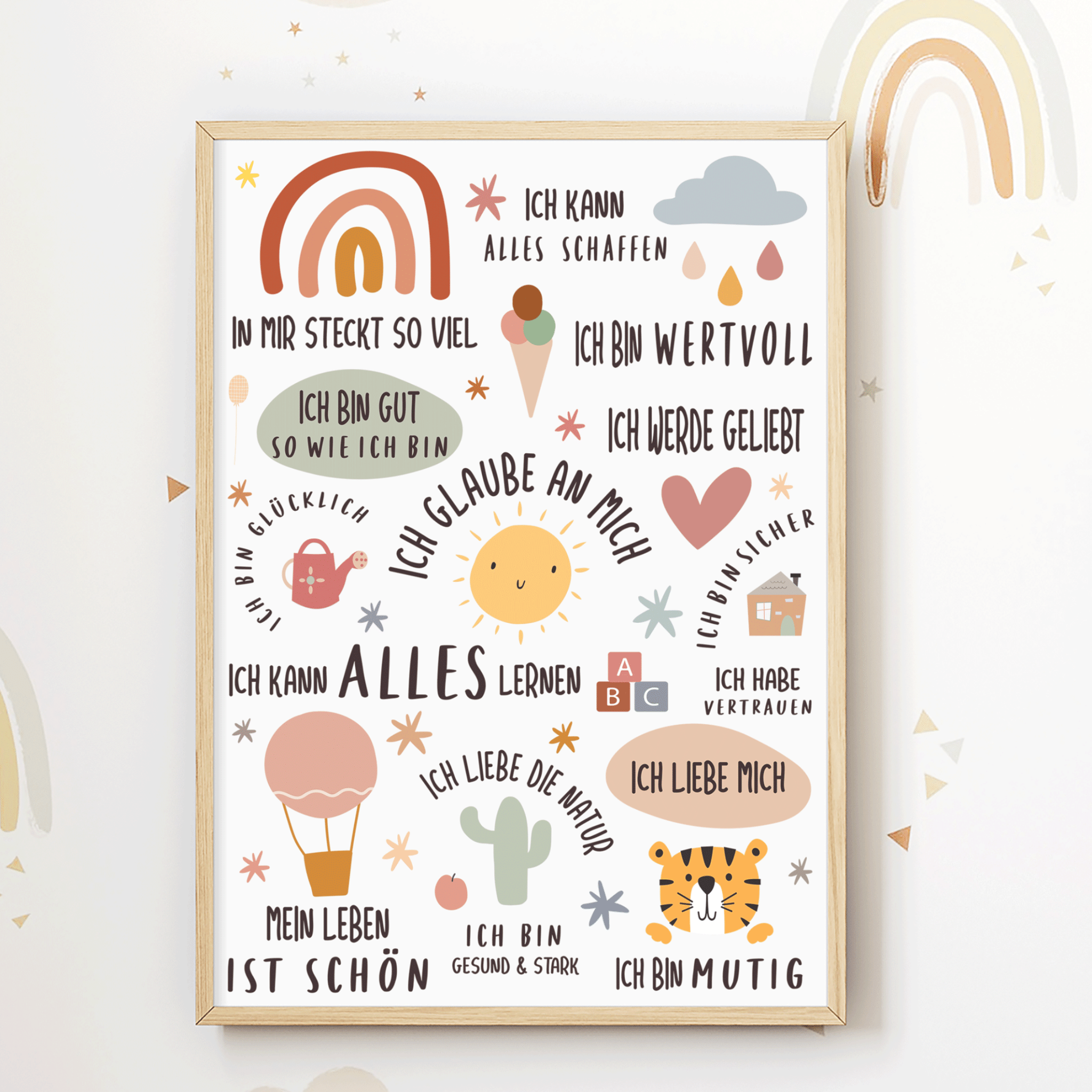 Modern Kids Art - Poster Affirmationen Regenbogen Modern Kids Art - malmichbuntbest.com