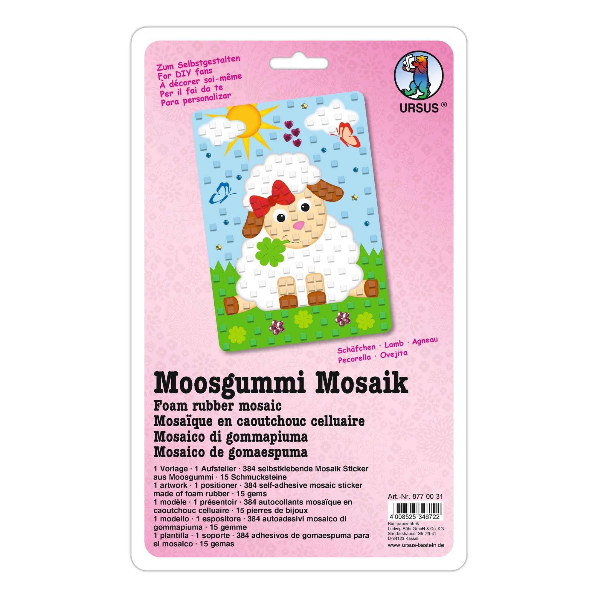 Moosgummi Mosaik "Schäfchen" Ursus - malmichbuntbest.com