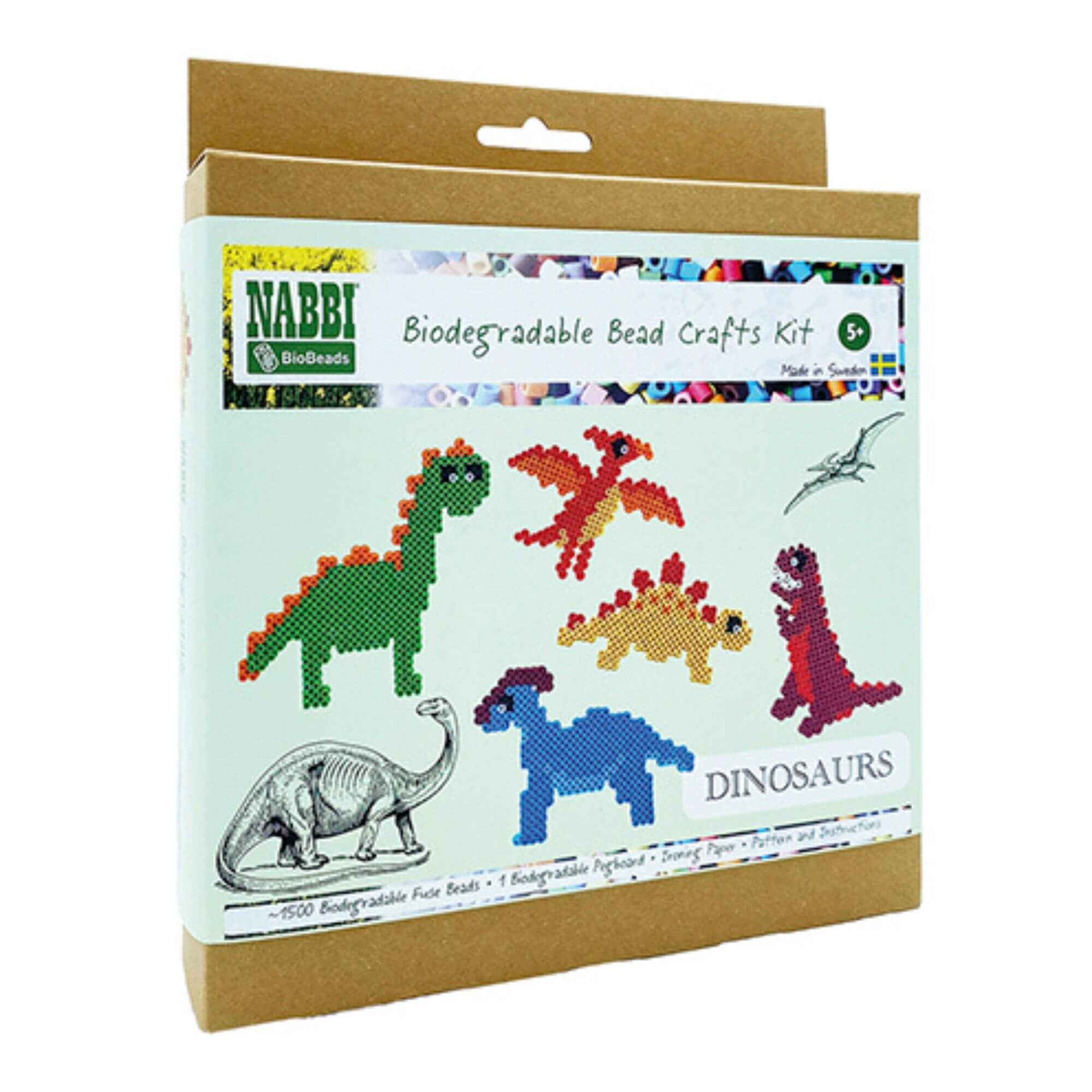 Nabbi Bio Bügelperlen - Dino Kit Nabbi - malmichbuntbest.com