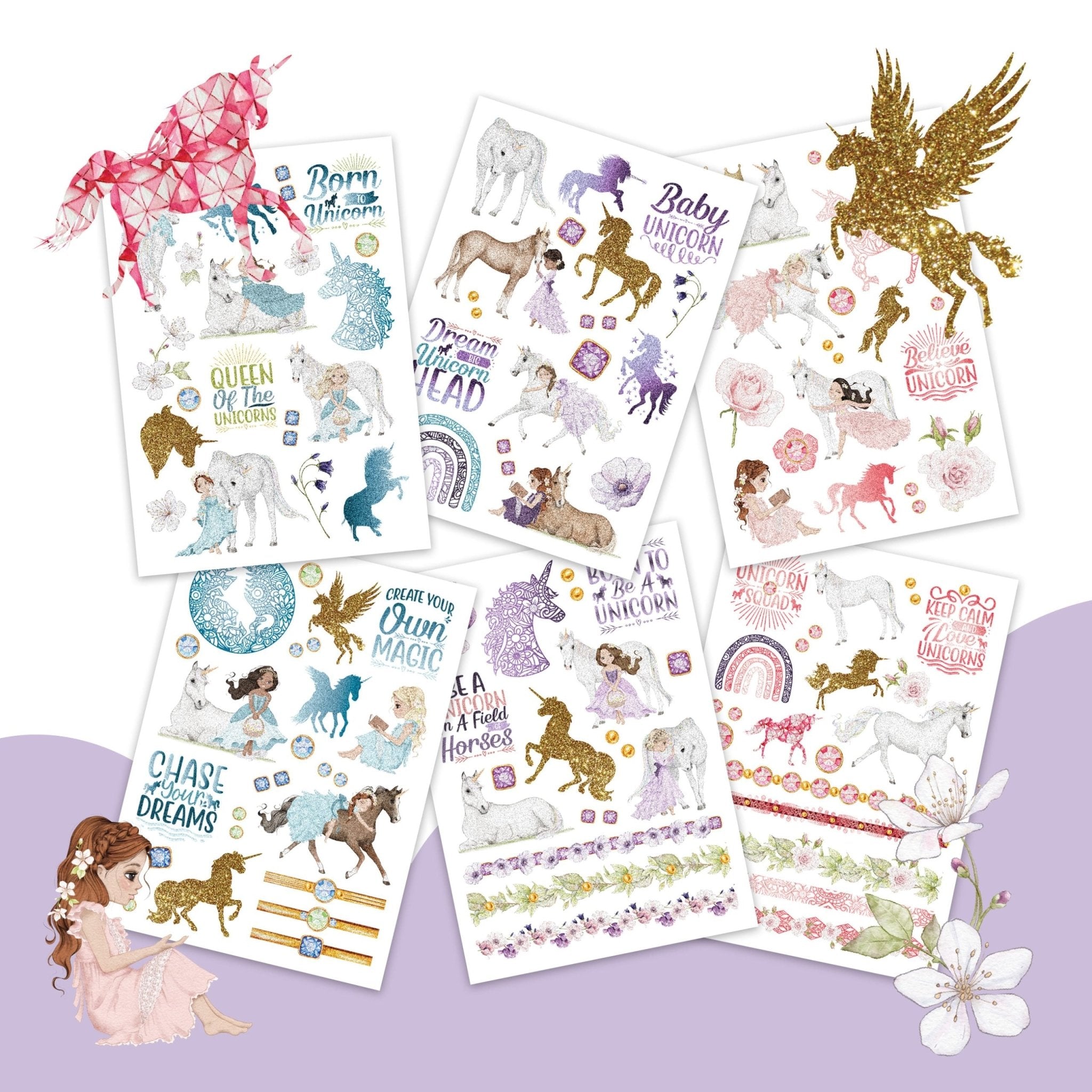 Papierdrachen Kindertattoo Metallic - Einhörner Papierdrachen - malmichbuntbest.com