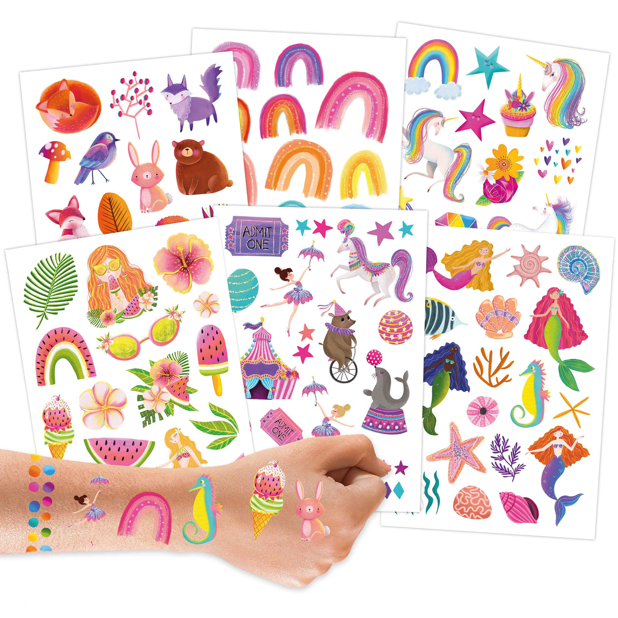 Papierdrachen Kindertattoo Metallic - Einhorn und Regenbogen Papierdrachen - malmichbuntbest.com