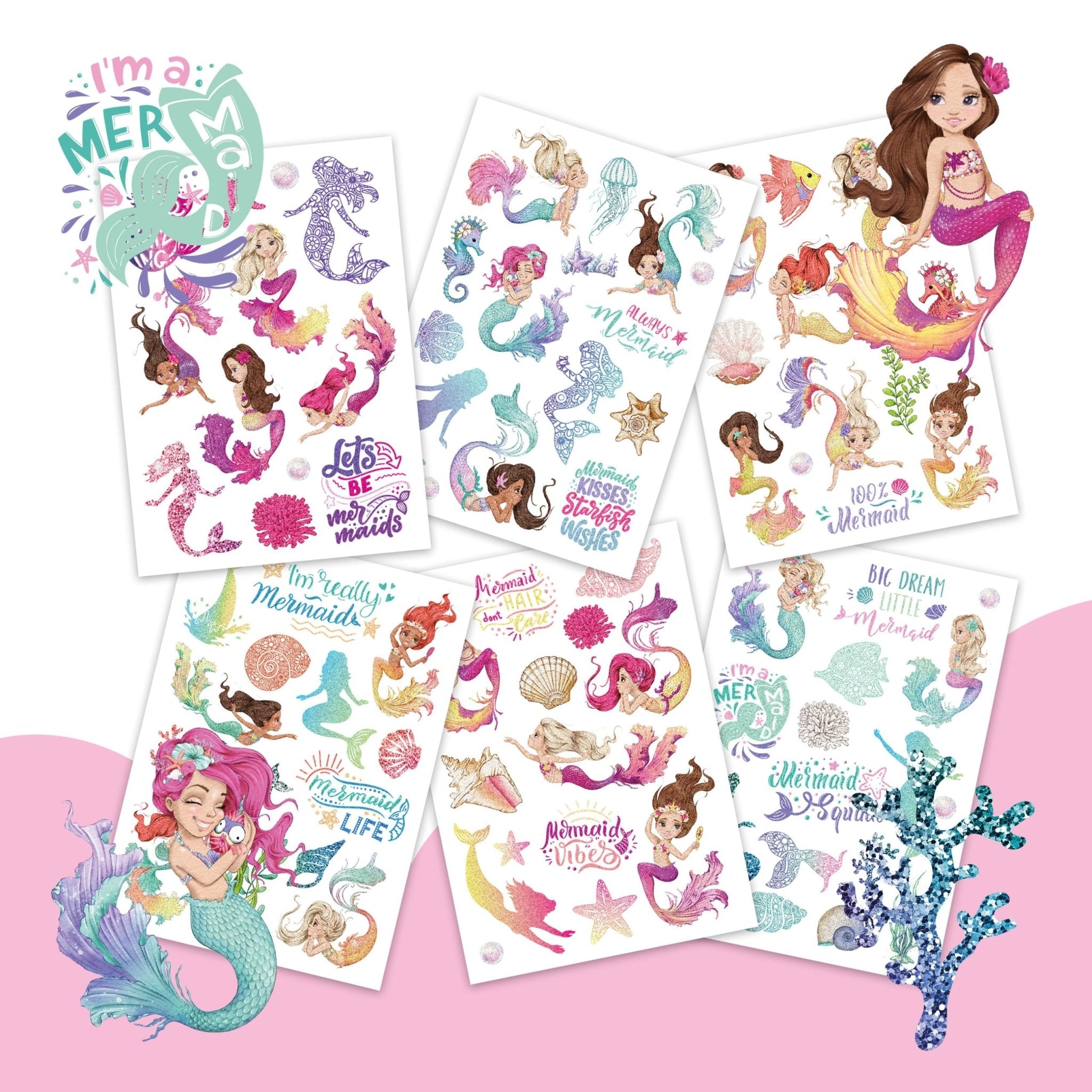 Papierdrachen Kindertattoo Metallic - Meerjungfrauen Papierdrachen - malmichbuntbest.com