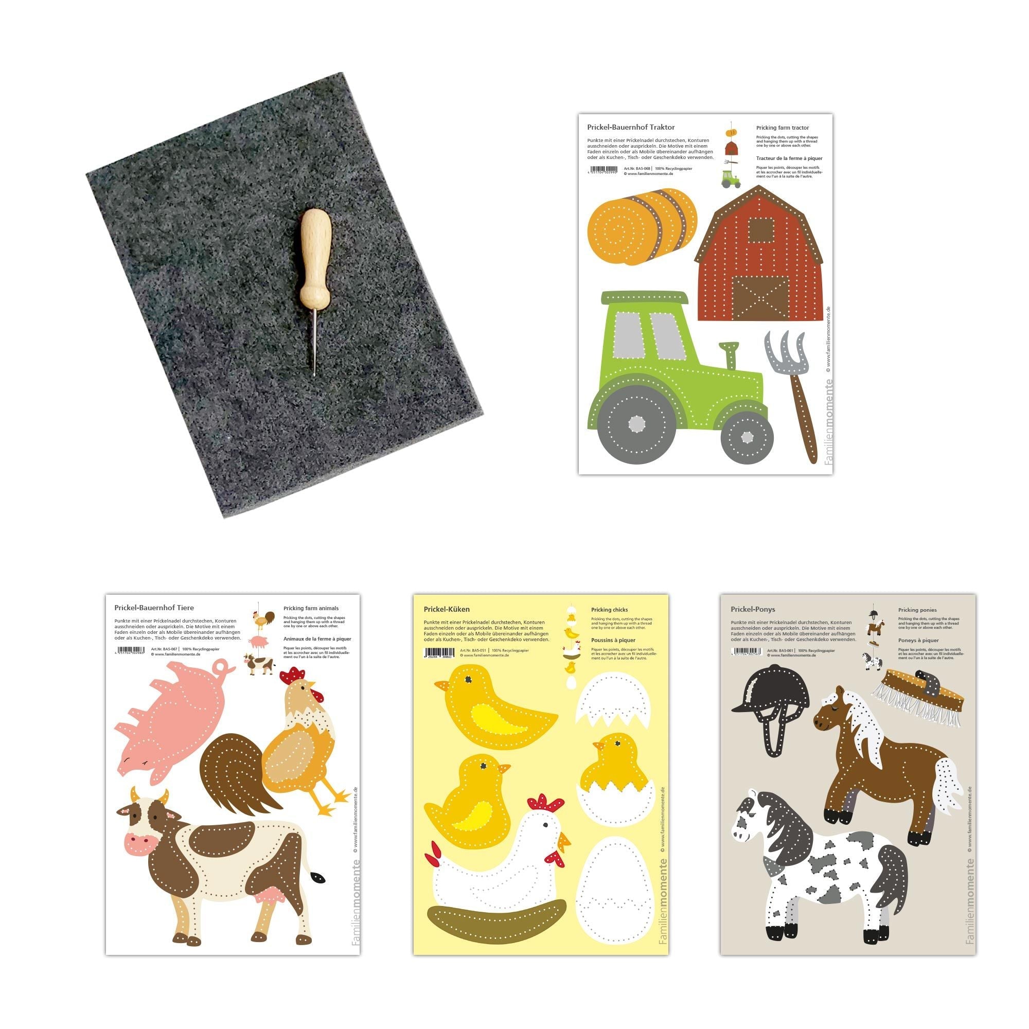 Prickeln für Kinder - Prickelset Bauernhof Familienmomente - malmichbuntbest.com