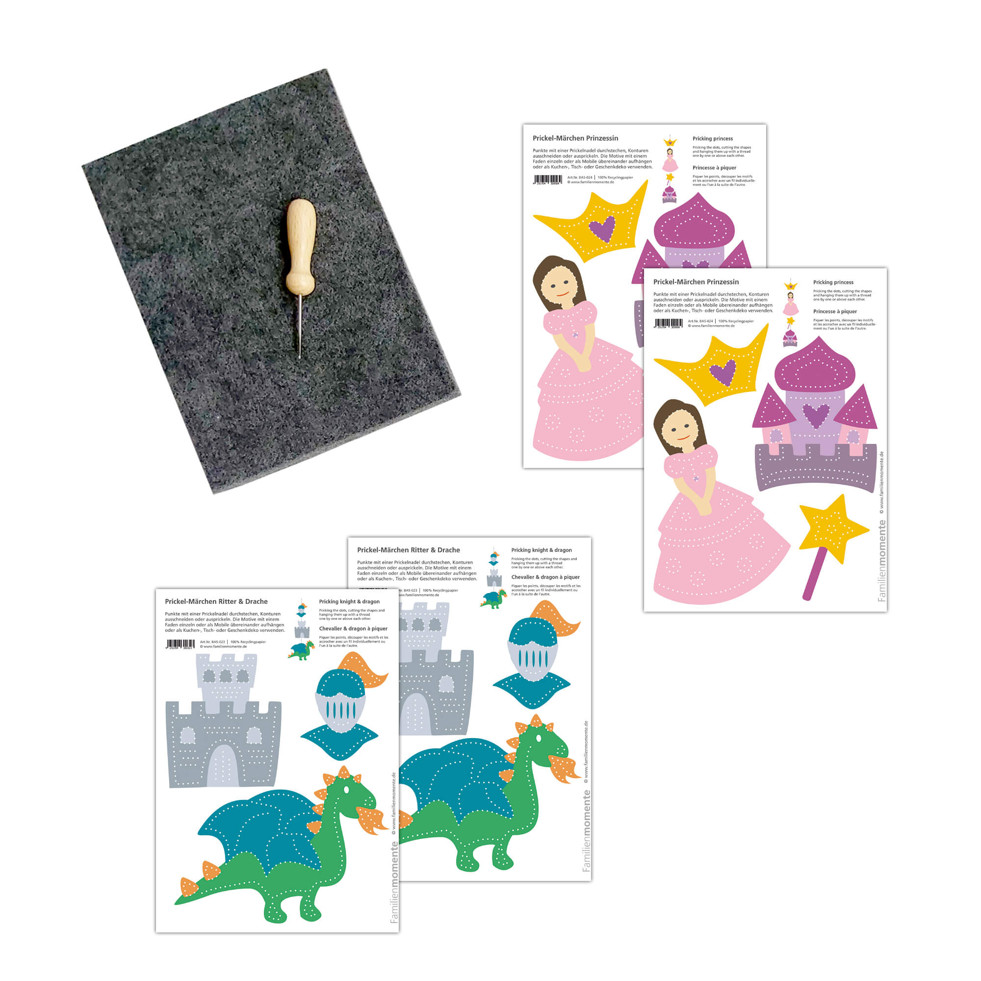 Prickeln für Kinder - Prickelset Märchen Familienmomente - malmichbuntbest.com