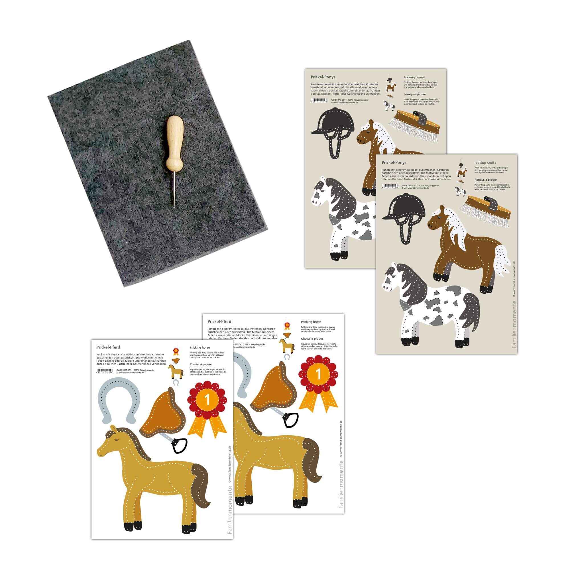 Prickeln für Kinder - Prickelset Pferde & Ponys Familienmomente - malmichbuntbest.com