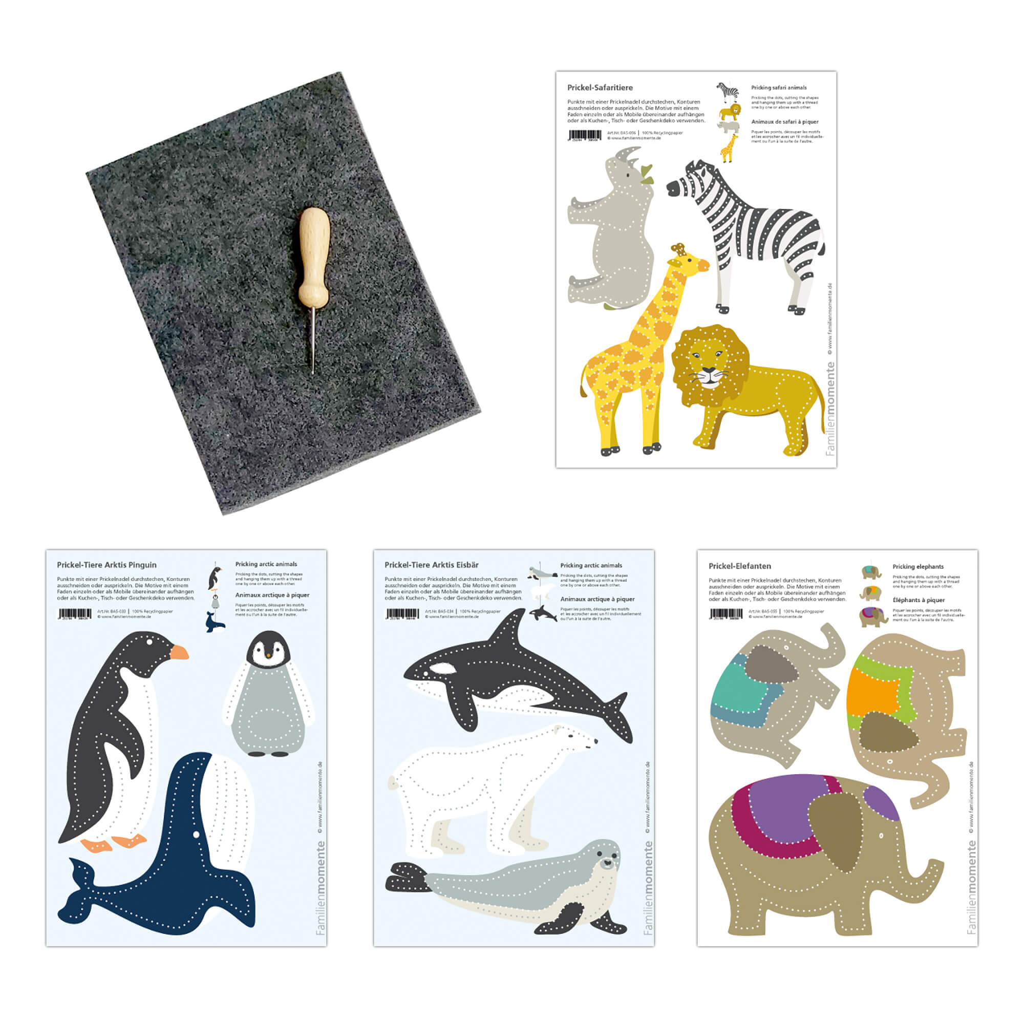 Prickeln für Kinder - Prickelset Tiere Familienmomente - malmichbuntbest.com
