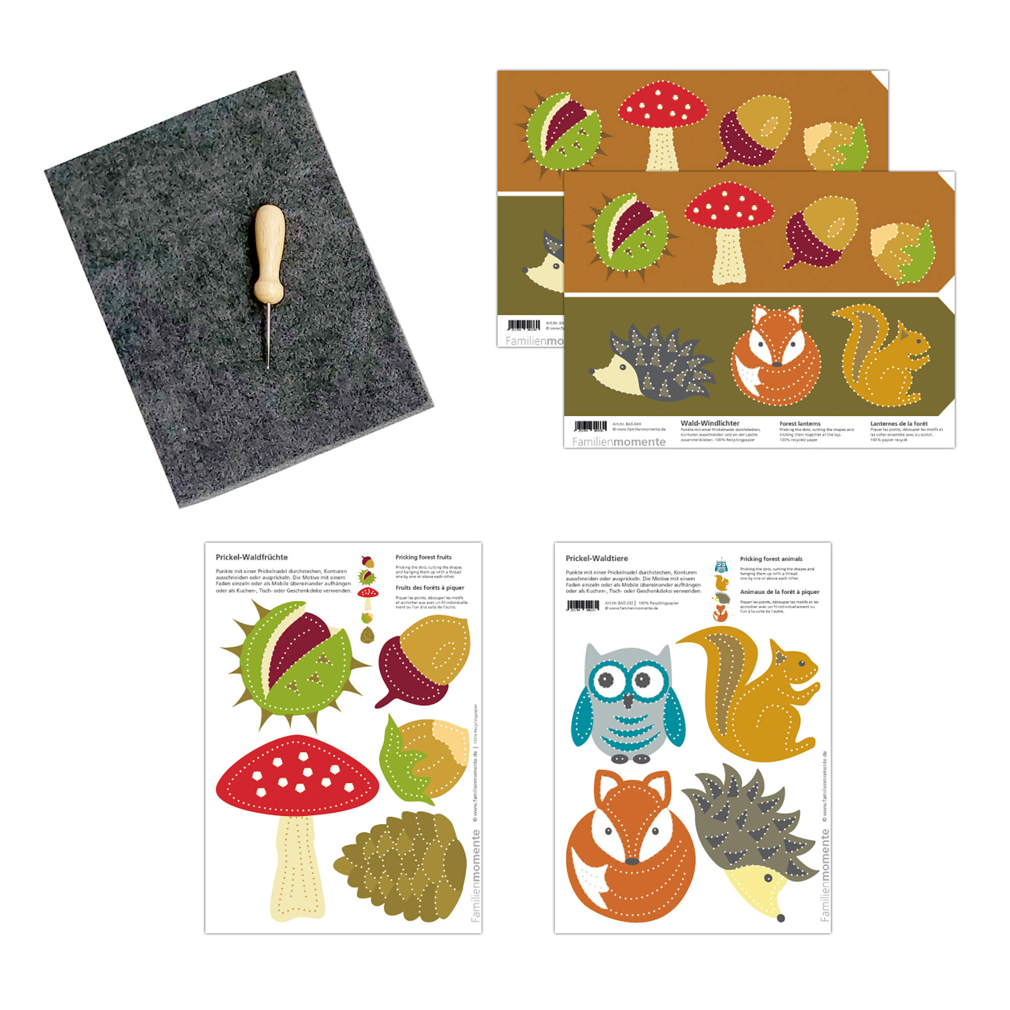 Prickeln für Kinder - Prickelset Wald Familienmomente - malmichbuntbest.com