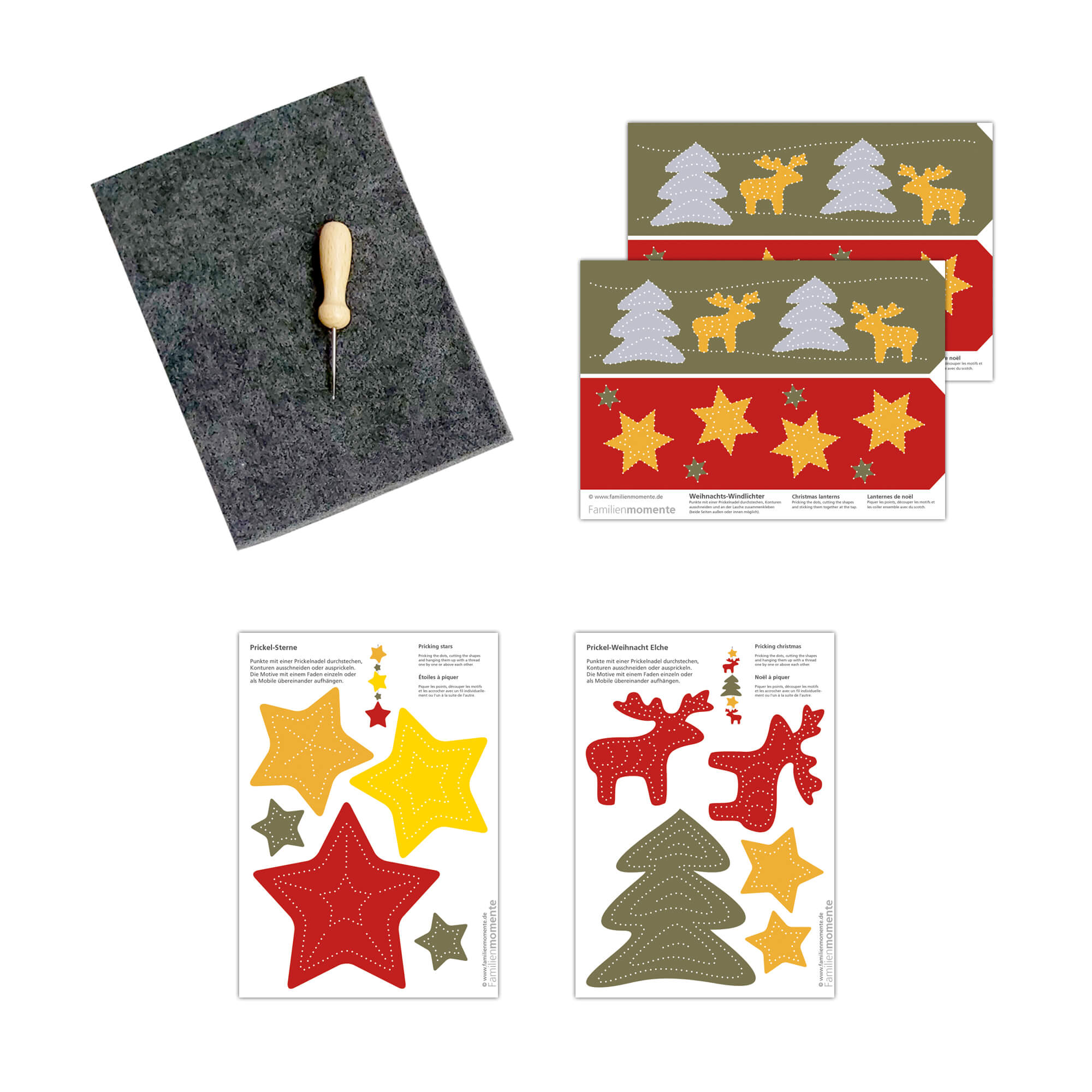 Prickeln für Kinder - Prickelset Weihnachtselche Familienmomente - malmichbuntbest.com
