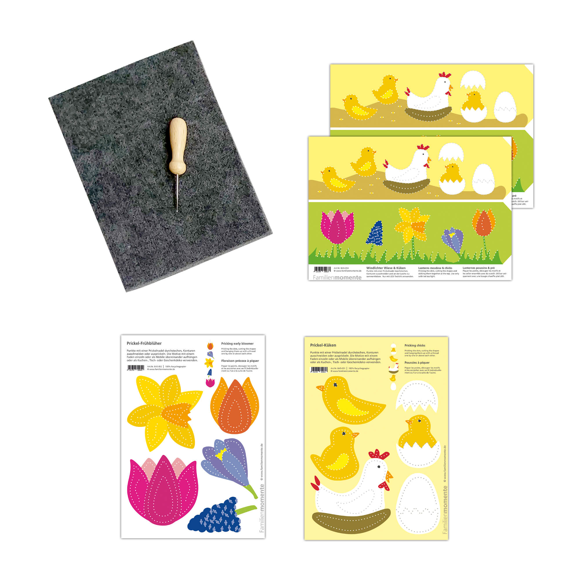 Prickeln für Kinder - Prickelset Wiese & Küken Familienmomente - malmichbuntbest.com