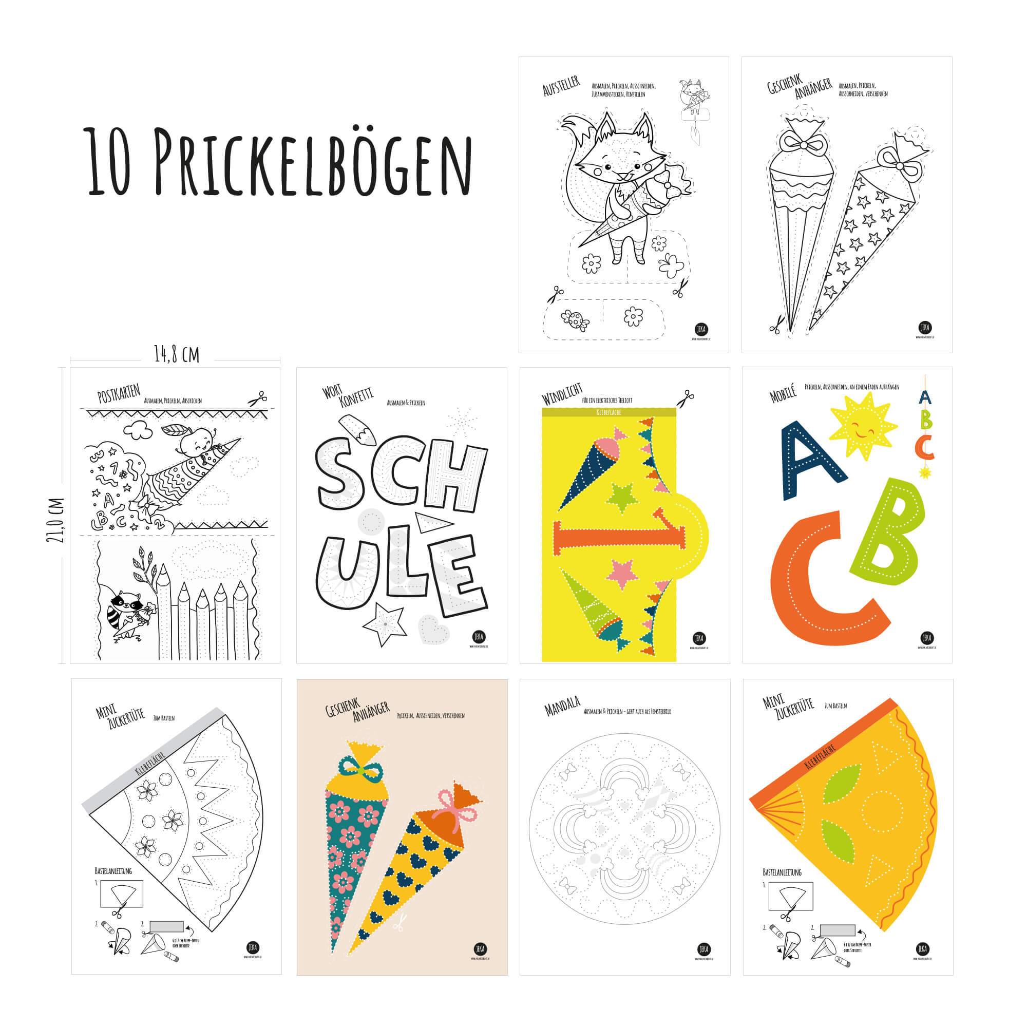 Prickeln Schulanfang - 10 Prickelmotive Jeka - malmichbuntbest.com