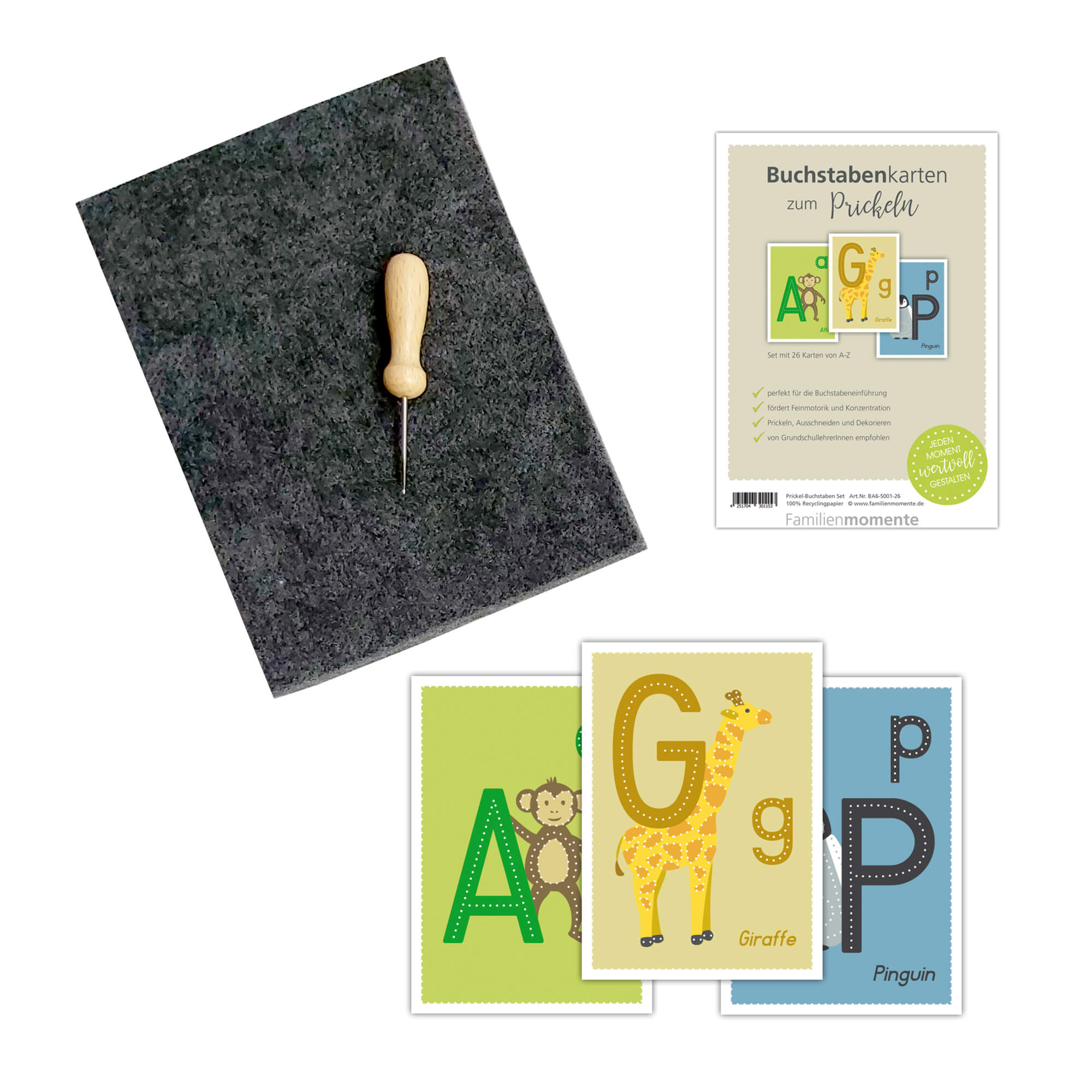 Prickelset für Kinder - Buchstaben zum Prickeln Familienmomente - malmichbuntbest.com