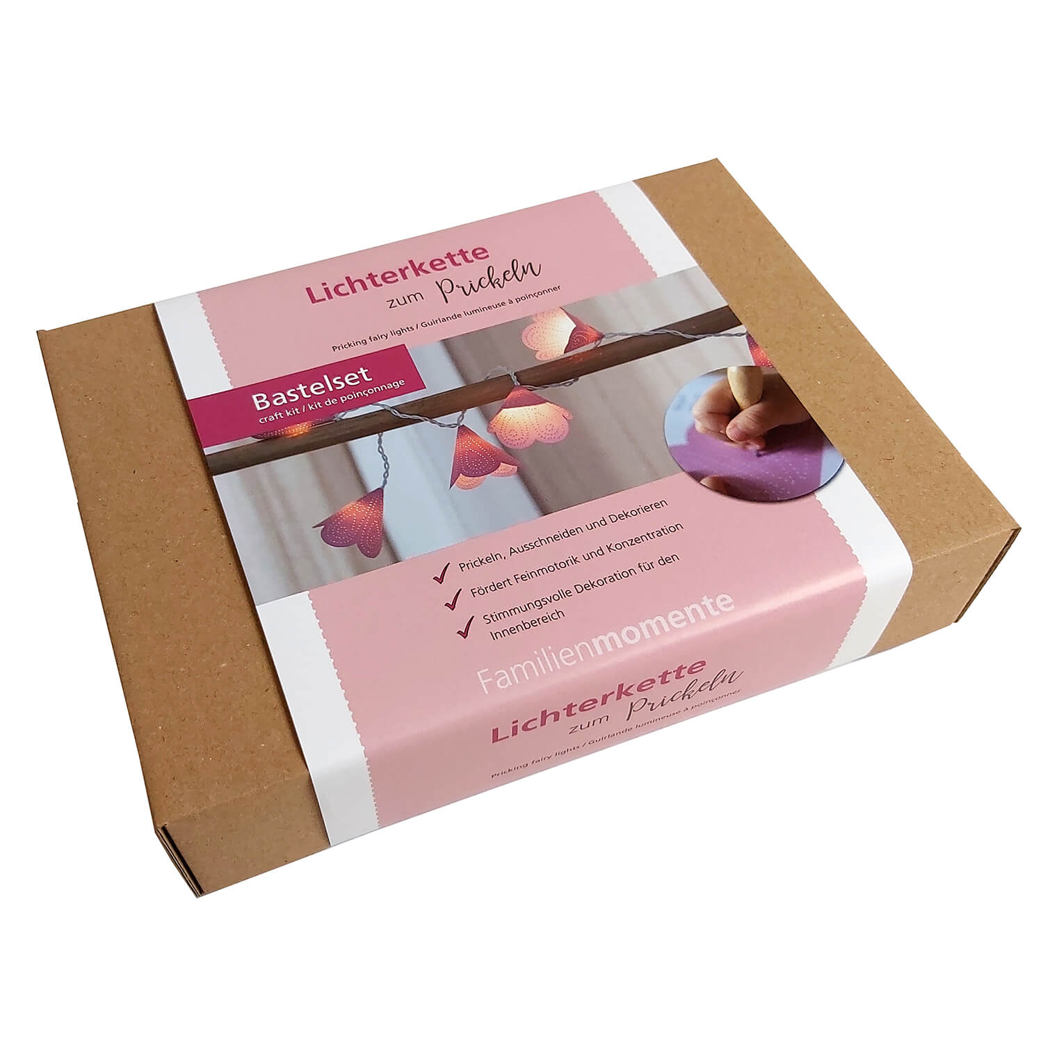 Prickelset Lichterkette Pastell - Rosa Familienmomente - malmichbuntbest.com