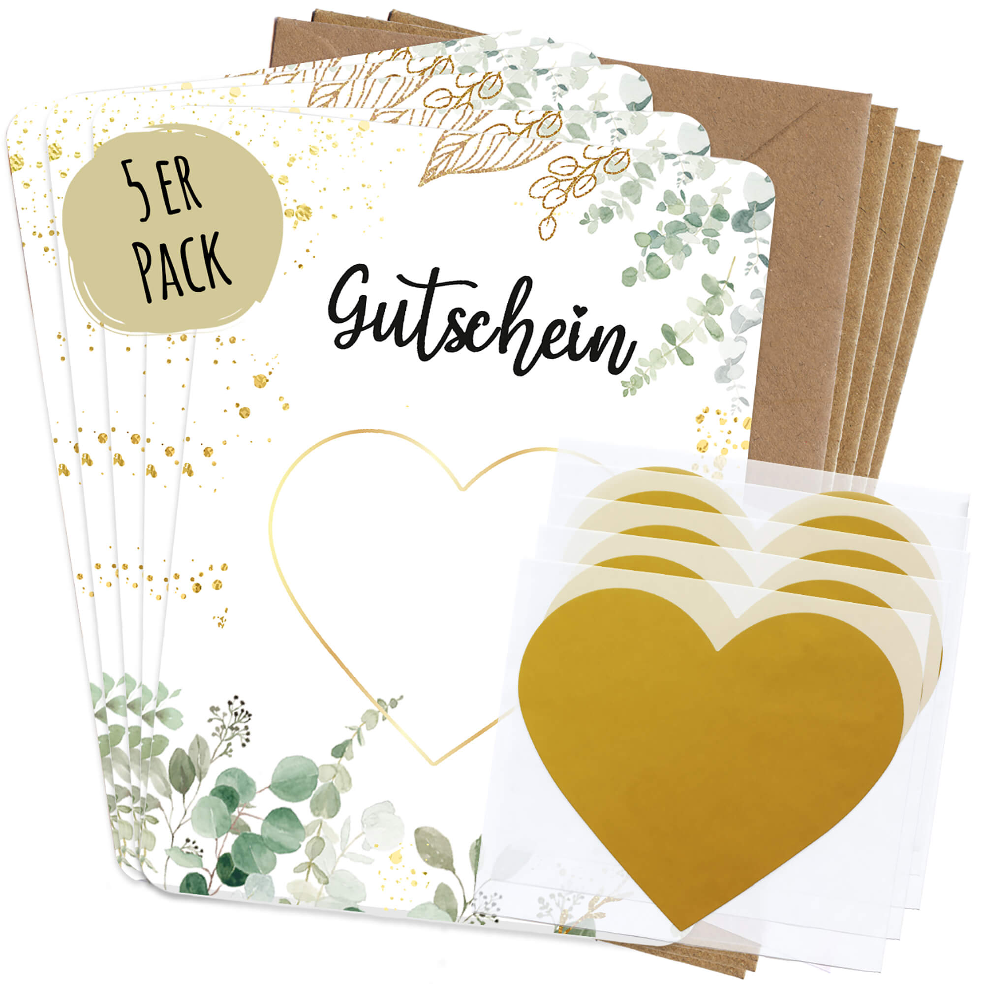 Rubbelkarten "Gutschein" - Euka (5er Set mit Umschlägen) Jeka - malmichbuntbest.com