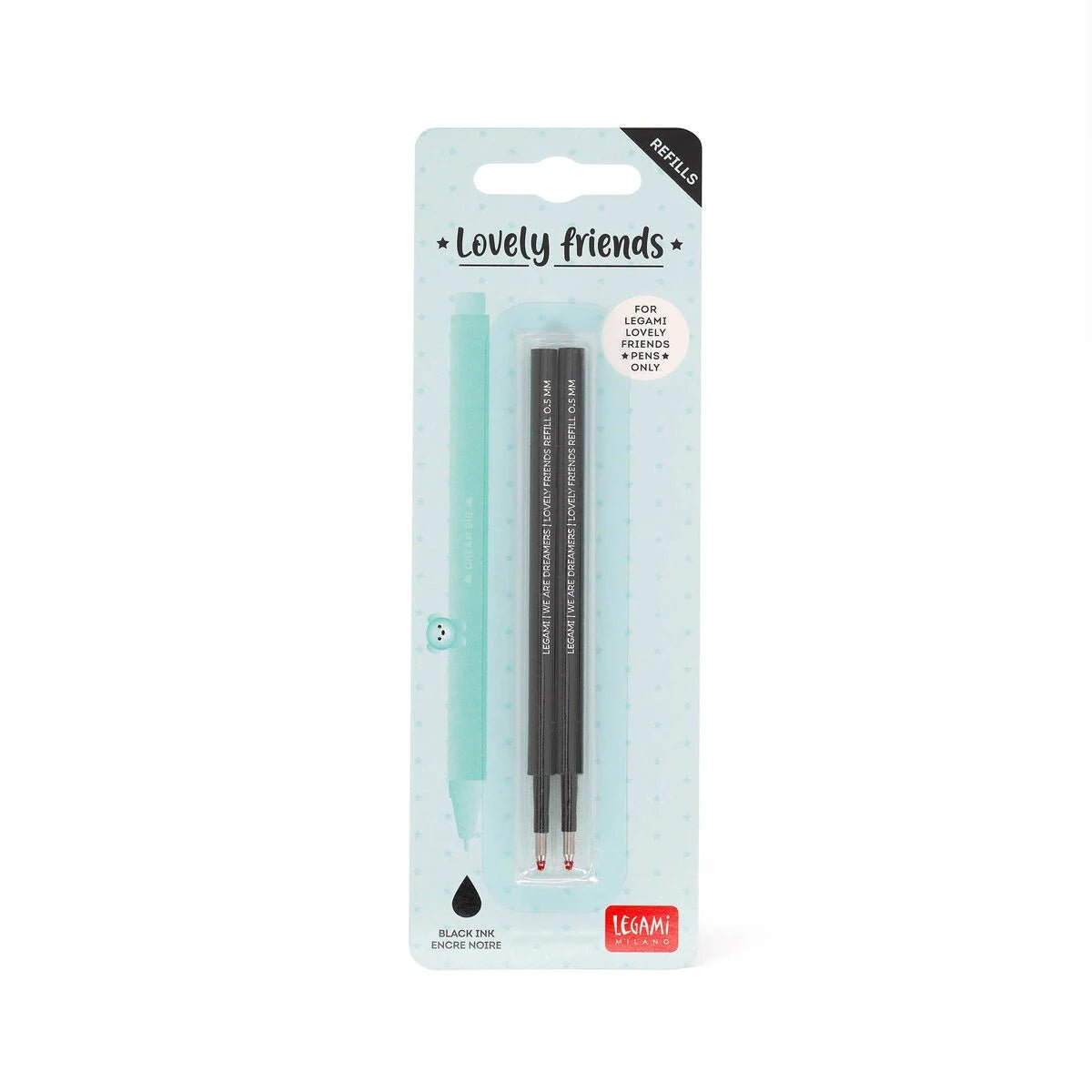 Set mit 2 Ersatzpatronen für Gelstift - Lovely Friends Legami - malmichbuntbest.com