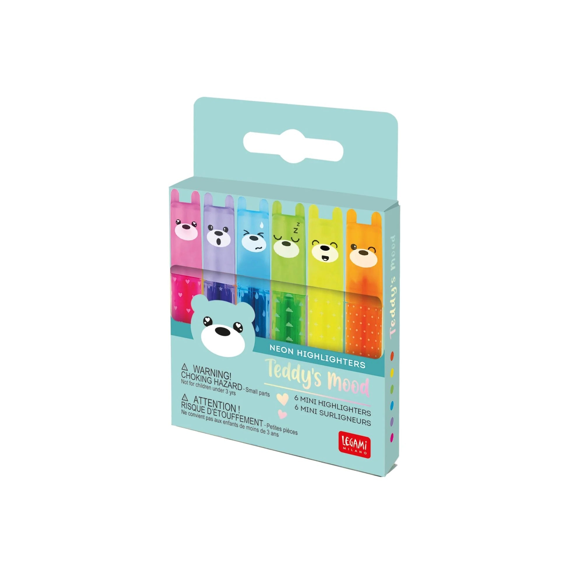 Set mit 6 Mini - Textmarkern - Teddy‘s Mood Legami - malmichbuntbest.com