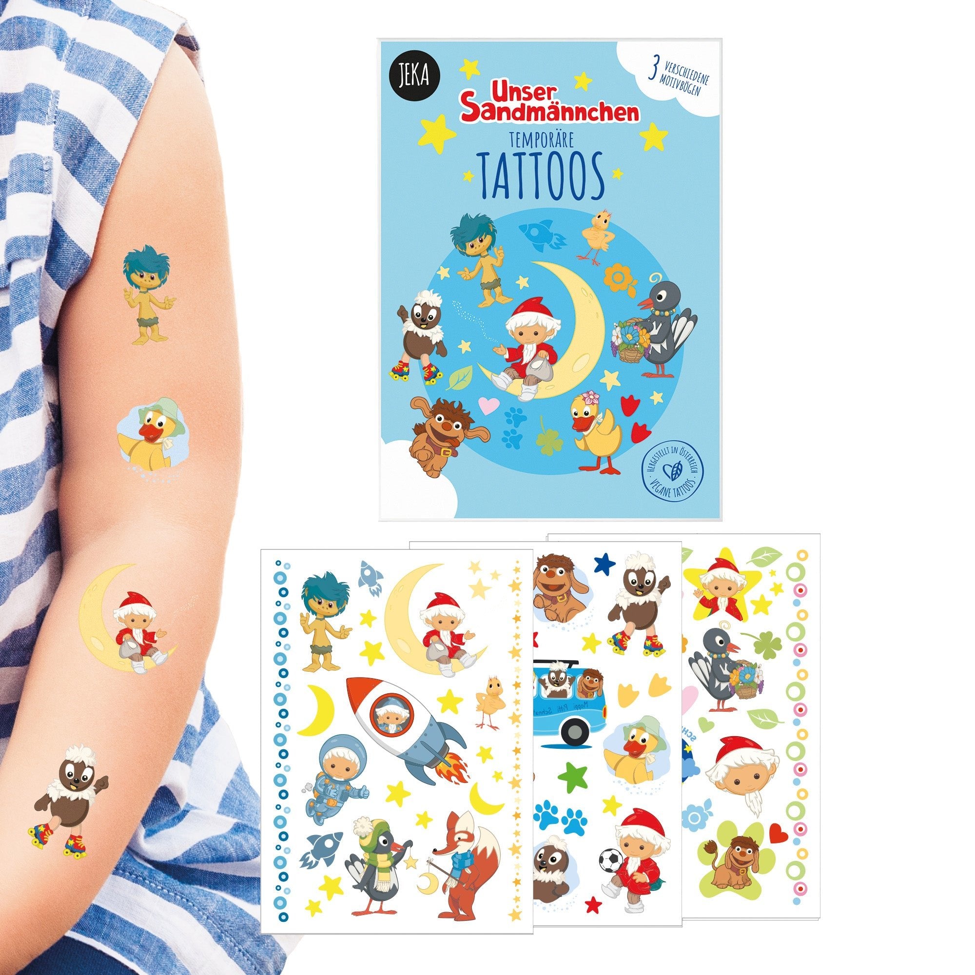 Unser Sandmännchen - Kindertattoos mit 3 Bögen Jeka - malmichbuntbest.com