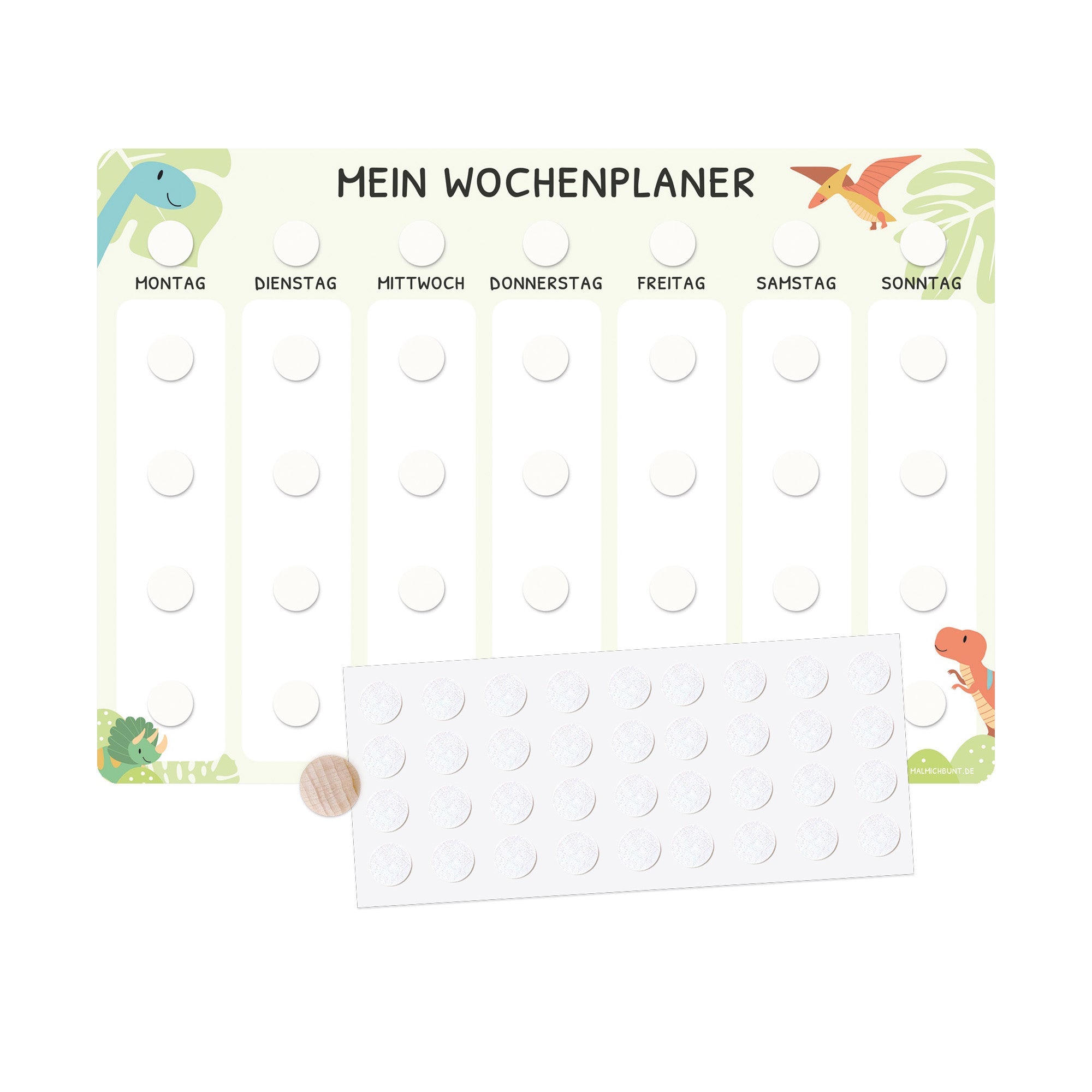 Wochenplaner Kinder Einzeln ohne Kärtchen - Motiv Dino Jeka - malmichbuntbest.com