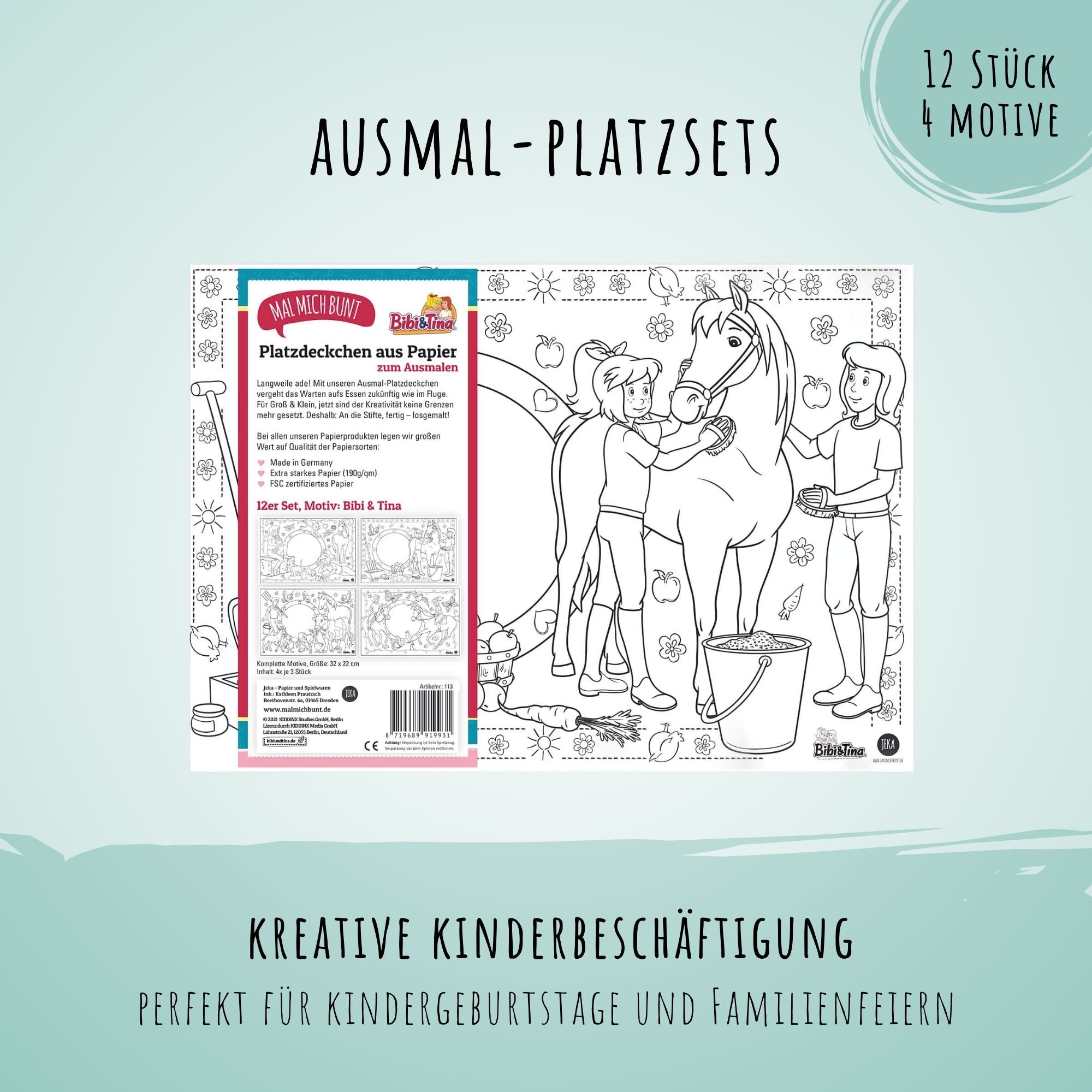 12 Platzset Bibi & Tina zum Ausmalen Jeka - malmichbuntbest.com