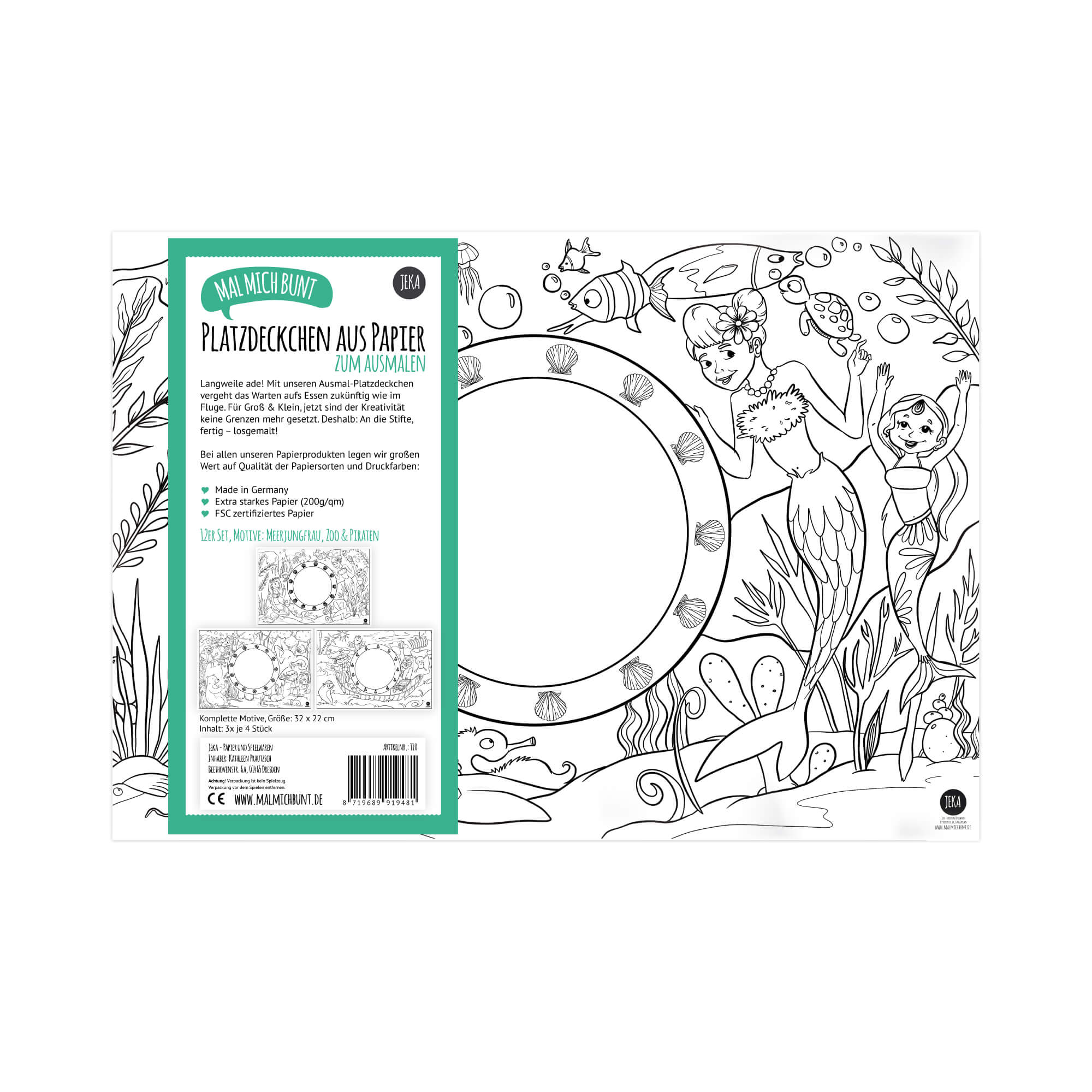 24er Set Platzdeckchen zum Ausmalen Motiv - Mix II Jeka - malmichbuntbest.com