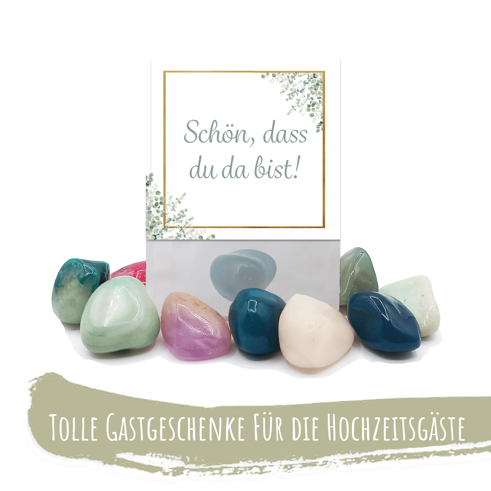 25er Set Glückssteine Hochzeit - Gastgeschenk Jeka - malmichbuntbest.com